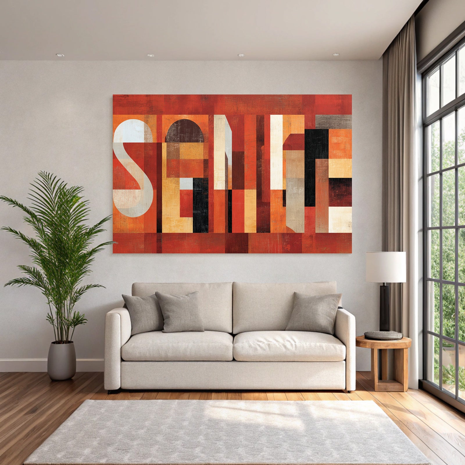 Sinnliche Illustration Geometrische Formen Warme Farbpalette