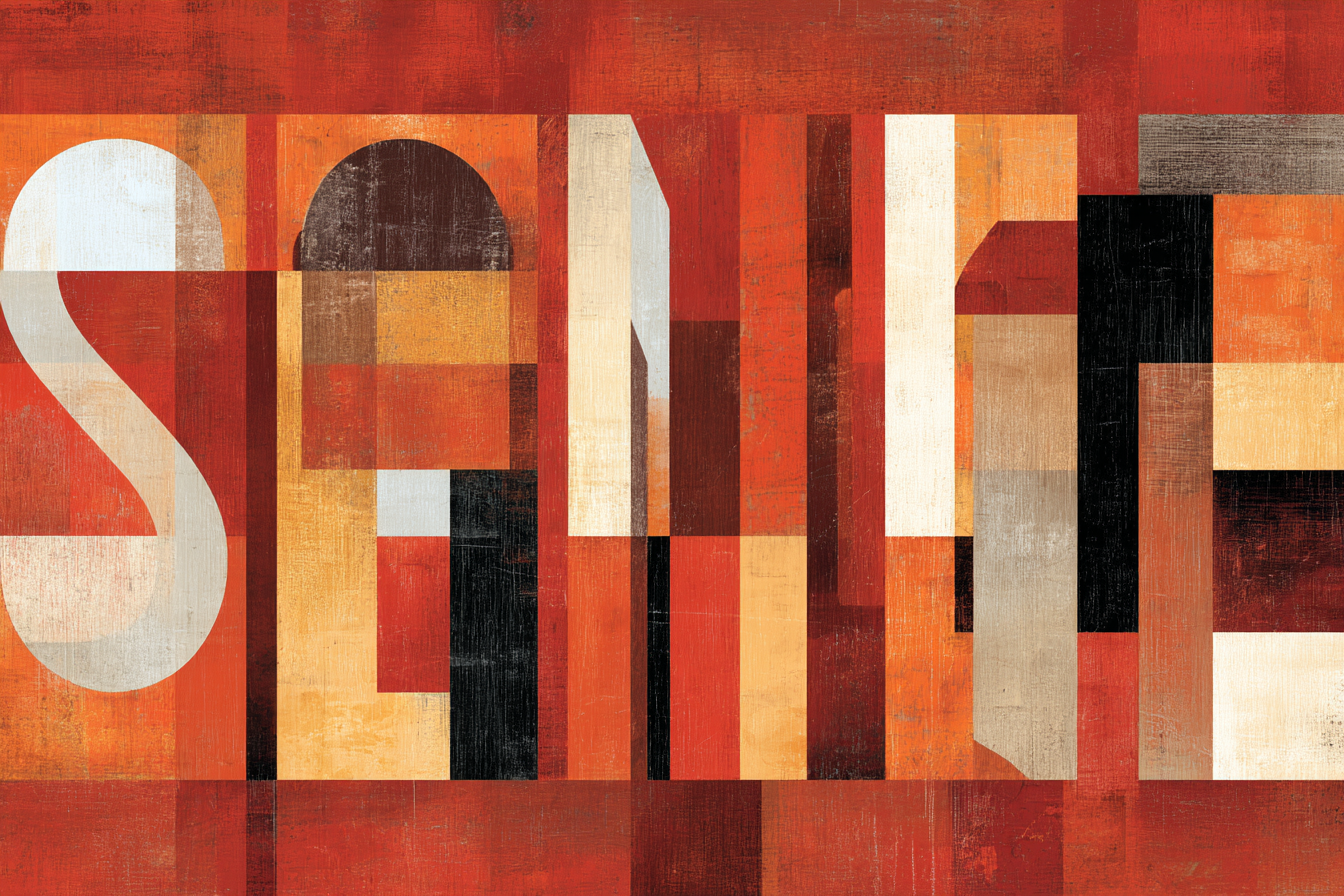 Sinnliche Illustration Geometrische Formen Warme Farbpalette | Typografische Kunst | Kunstgattungen