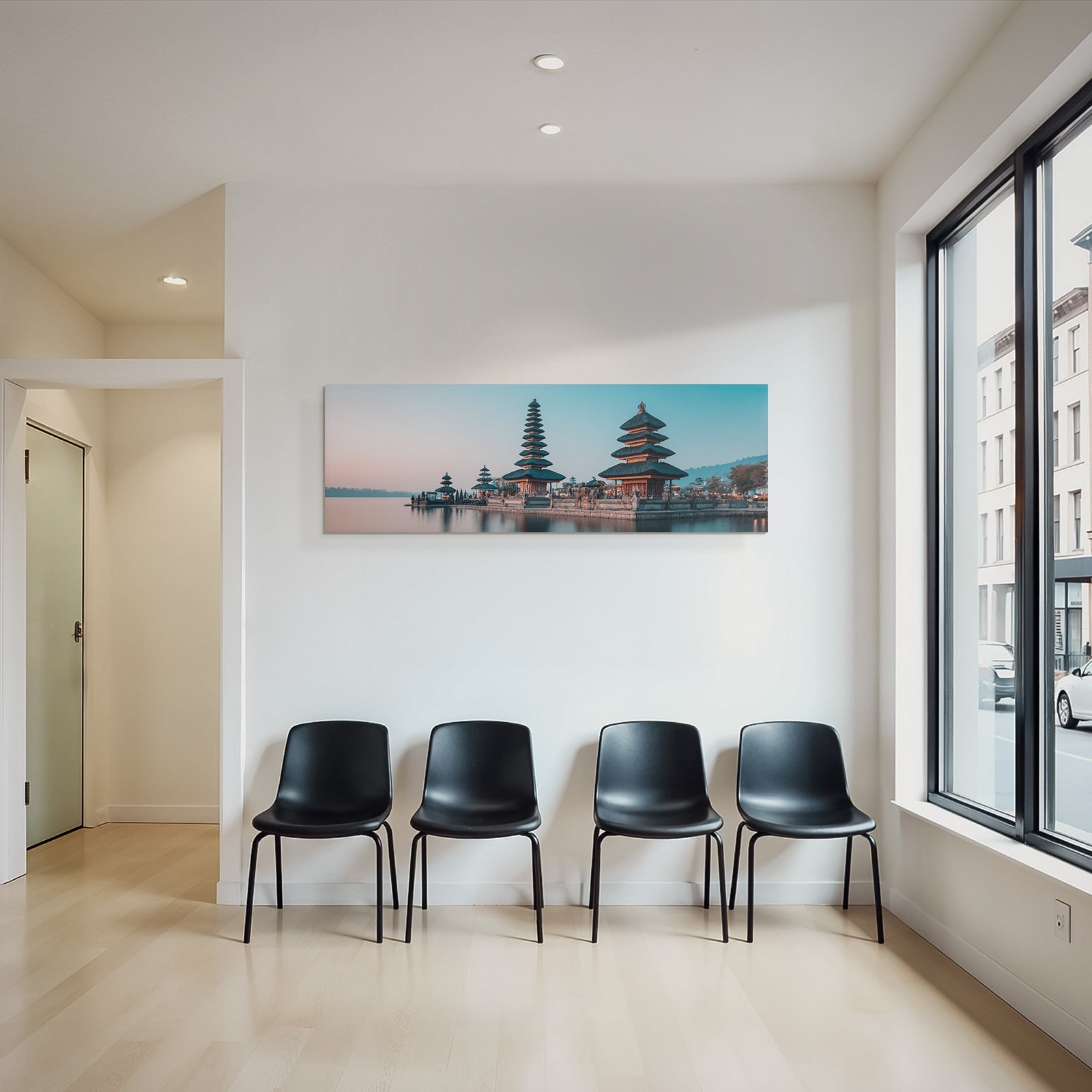 Balinesischer Tempelkomplex Am Wasser Bei Dämmerung