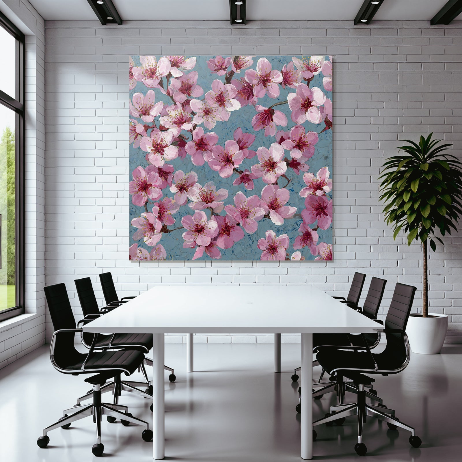 Zarte Rosa Blüten Auf Texturiertem Blaüm Hintergrund