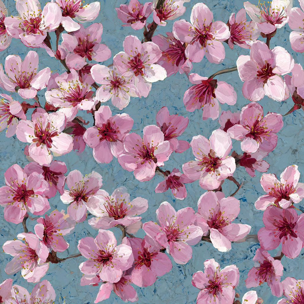 Zarte Rosa Blüten Auf Texturiertem Blaüm Hintergrund | Asien | Laender und Reisen