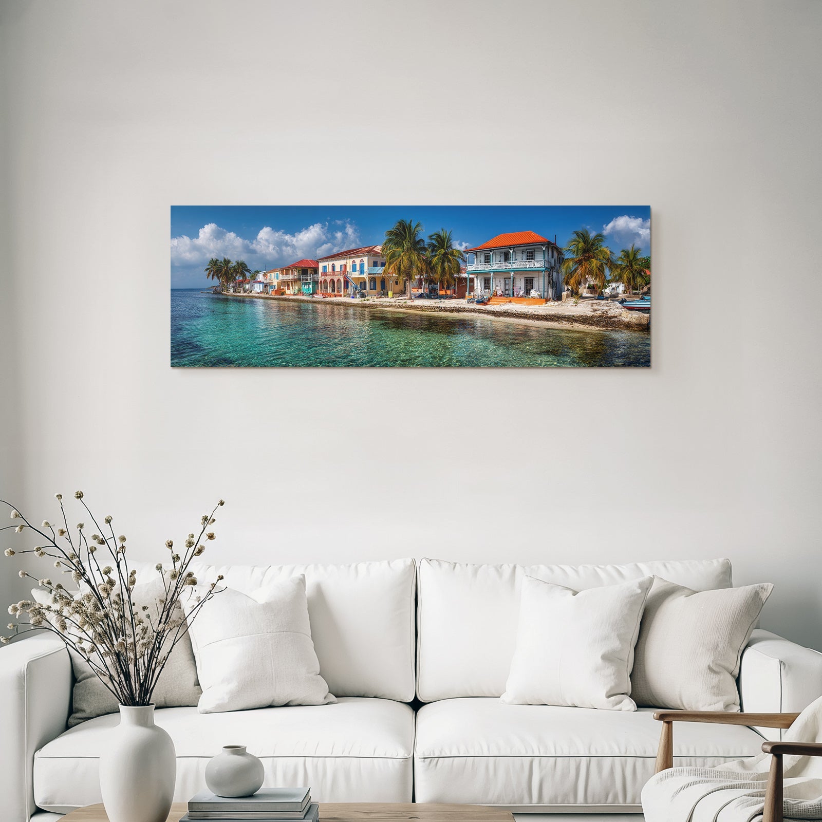 Inselwelt Karibik Bunte Küstenstadt Mit Klaren Türkisblaüm Wasser