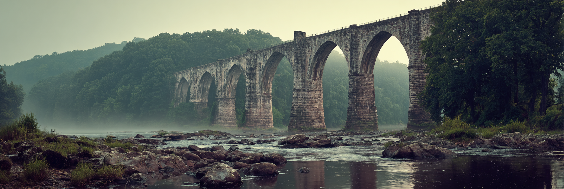 Malerische Steinbrücke Mit Morgennebel | Staedtekunst | Laender und Reisen