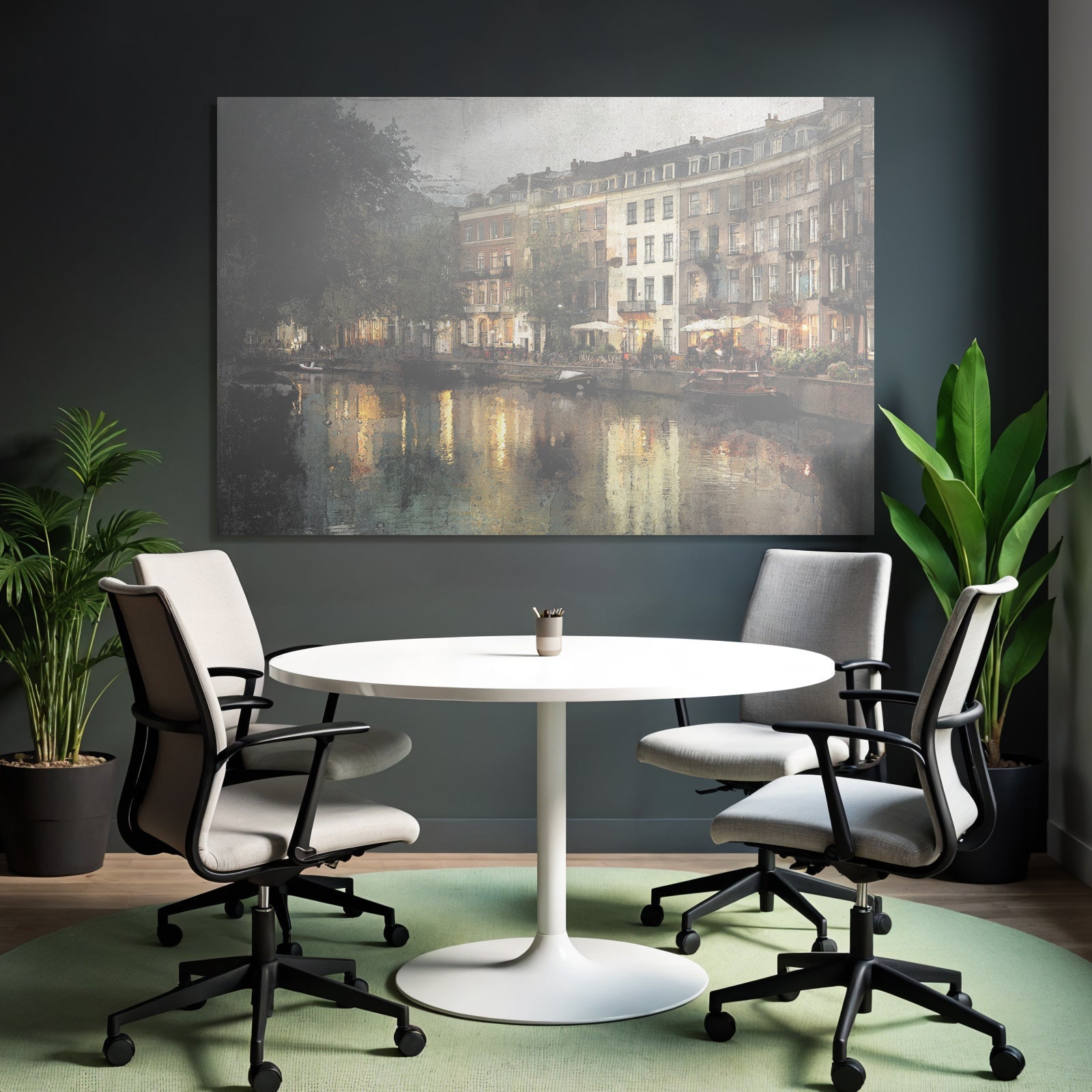 Cozy evening atmosphere on the canal in Amsterdam