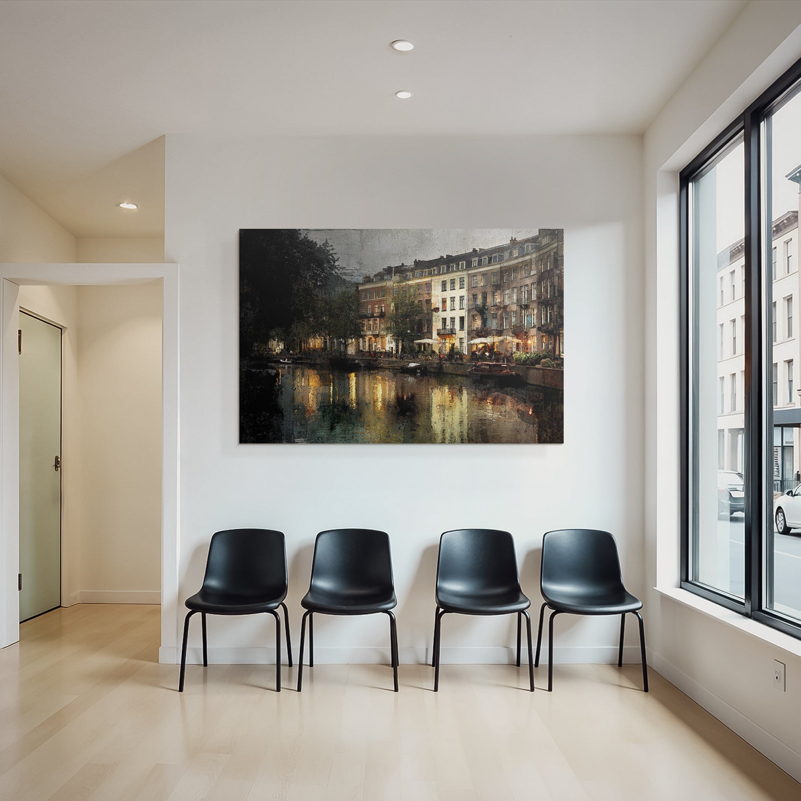 Cozy evening atmosphere on the canal in Amsterdam