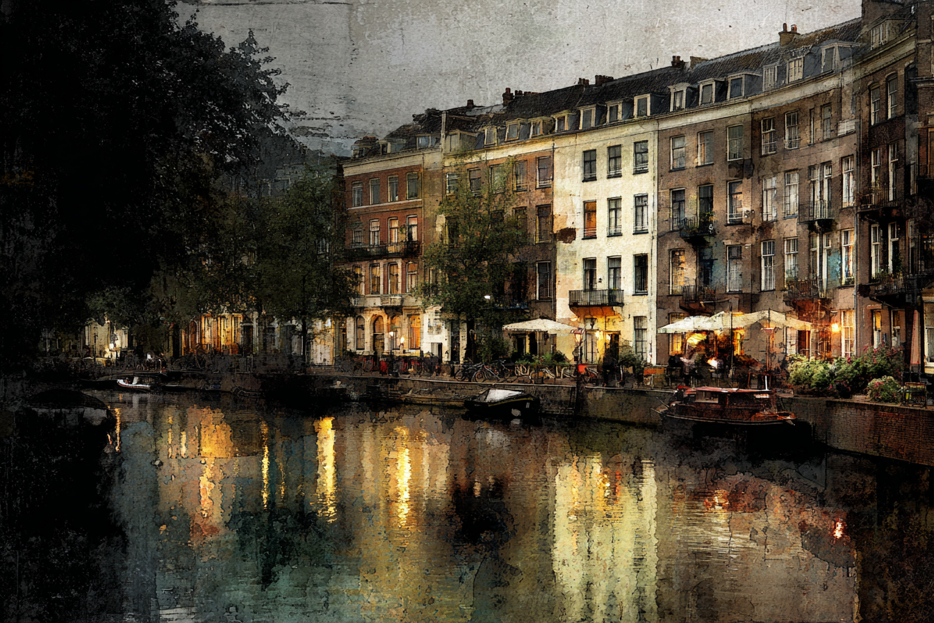 Gemutliche Abendstimmung Am Kanal In Amsterdam | Staedtekunst | Laender und Reisen