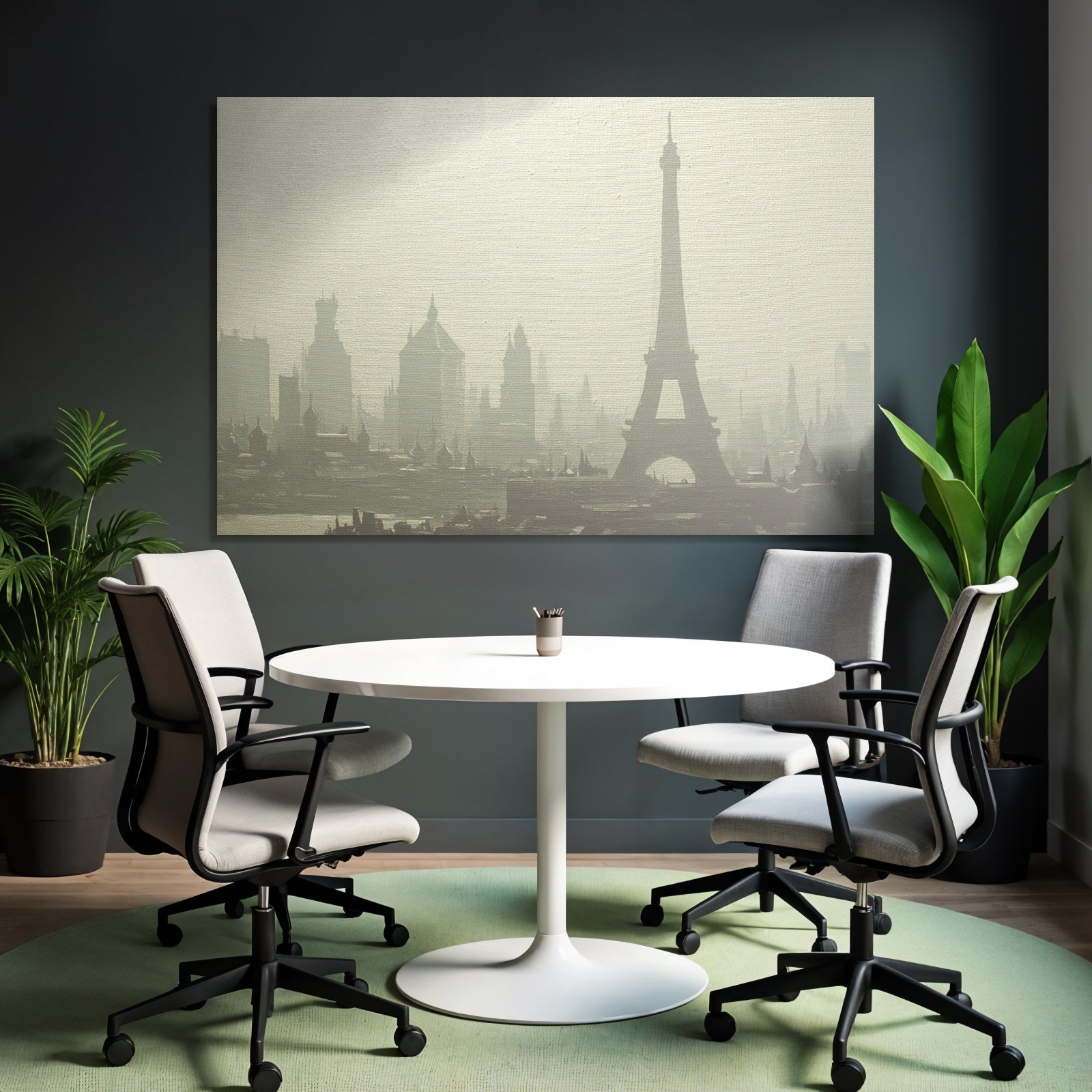 City skyline with Eiffel Tower