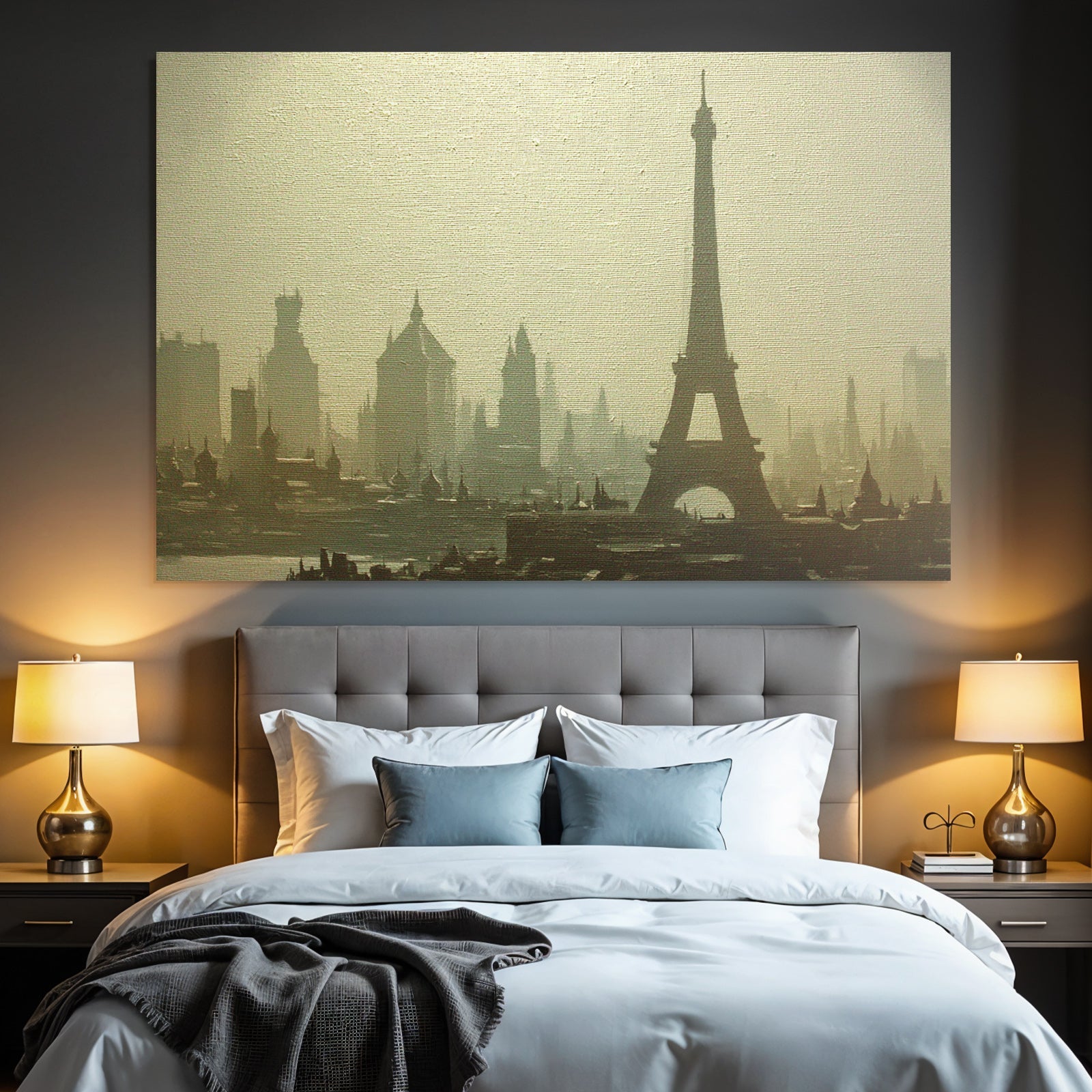 City skyline with Eiffel Tower