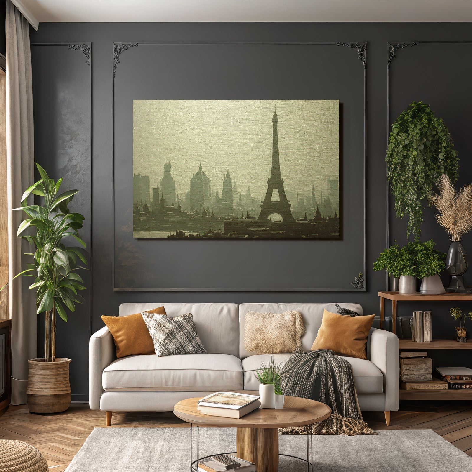 City skyline with Eiffel Tower