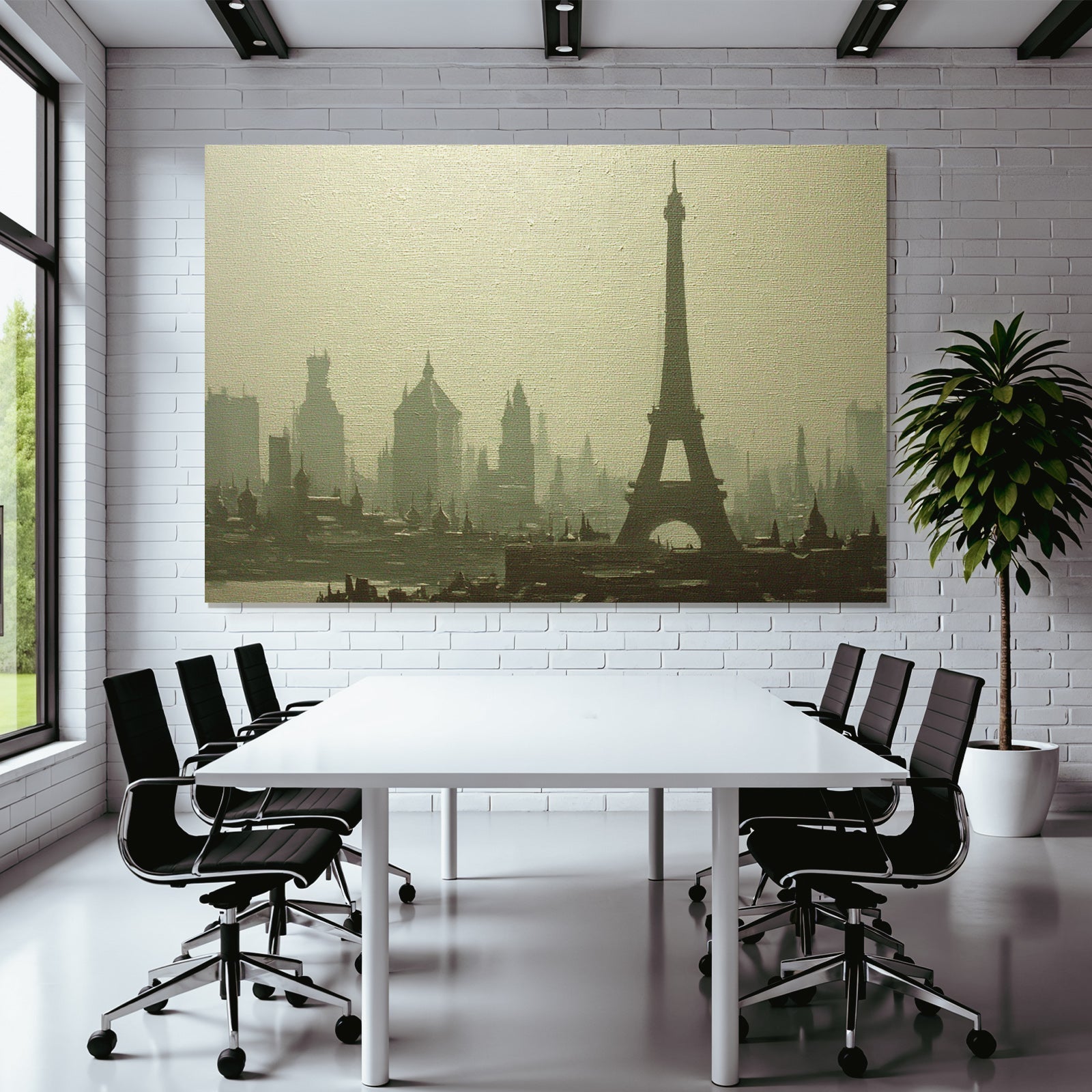City skyline with Eiffel Tower