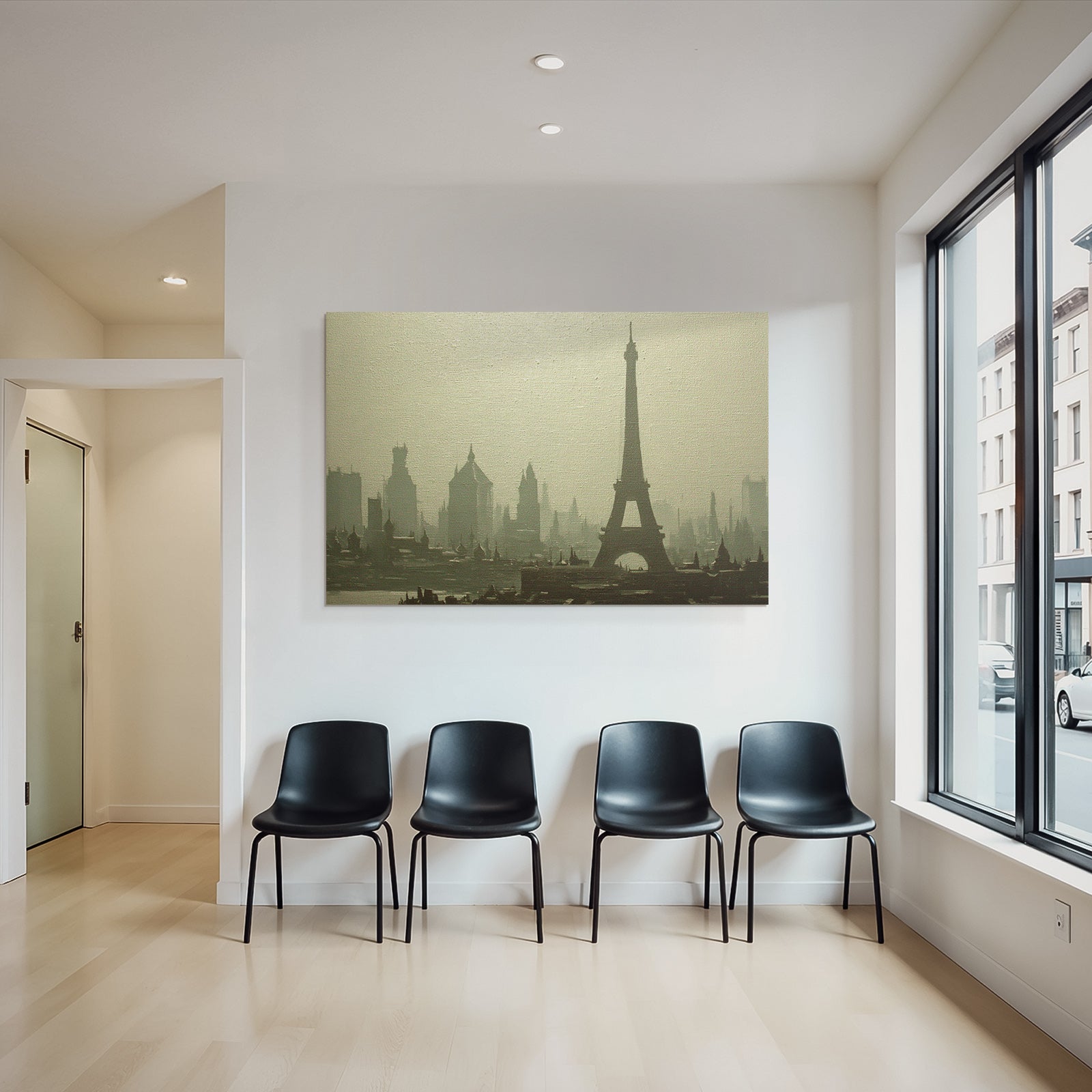 City skyline with Eiffel Tower