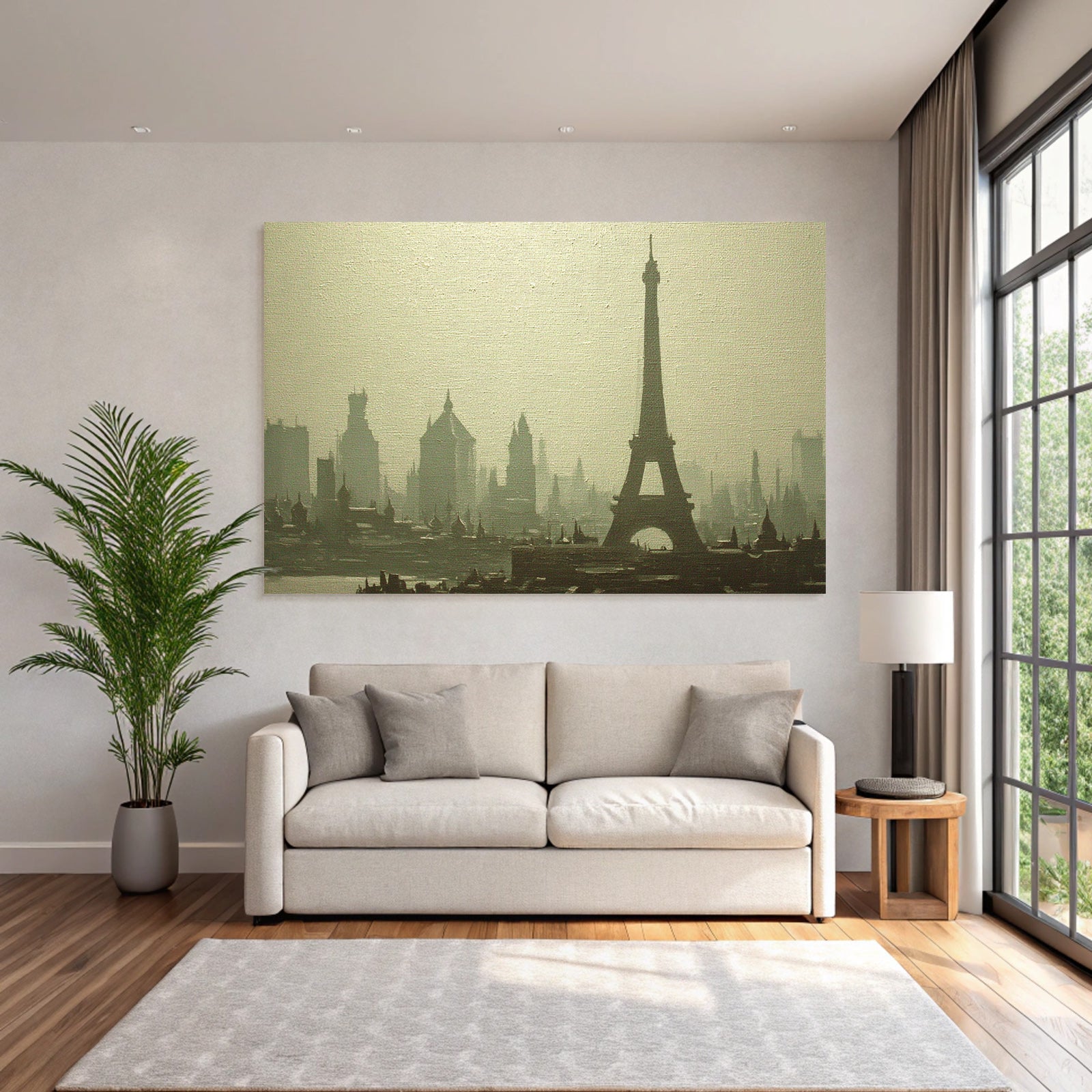 City skyline with Eiffel Tower