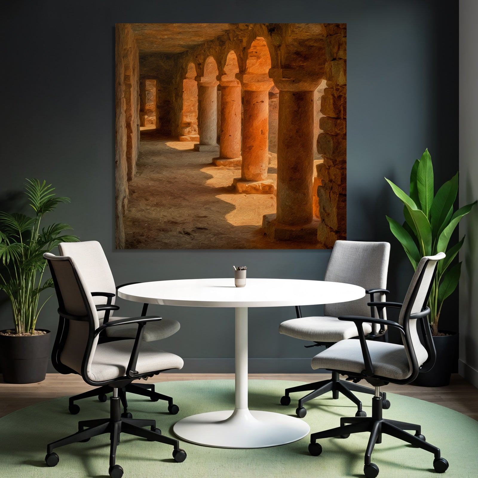 Picturesque hallway with historic columns