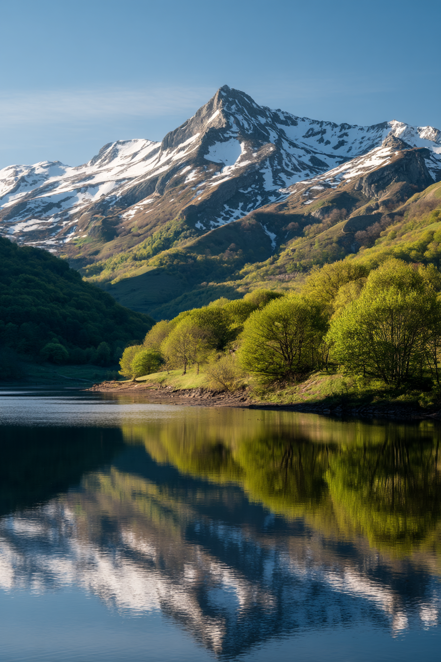 Seen Und Wasserwelten Berglandschaft Spiegelung Und Grünes Land | Seen und Unterwasserwelten | Landschaften