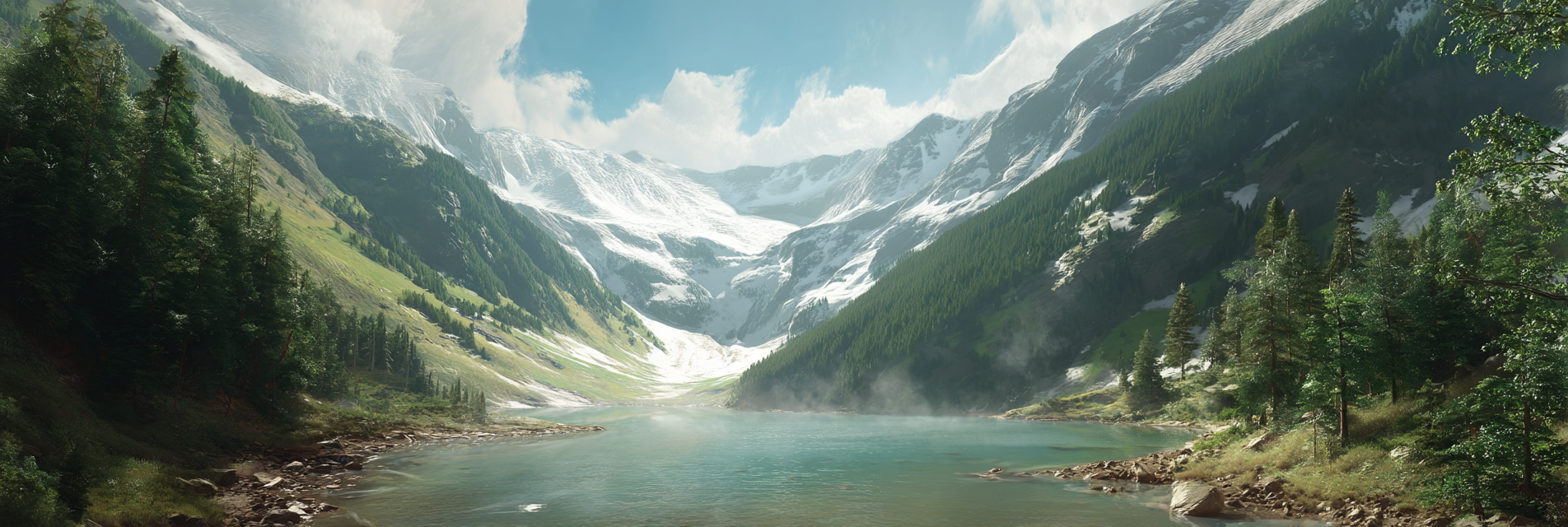 Ruhige Landschaft Mit Wasser Hügel Und Bergsichten | Seen und Unterwasserwelten | Landschaften