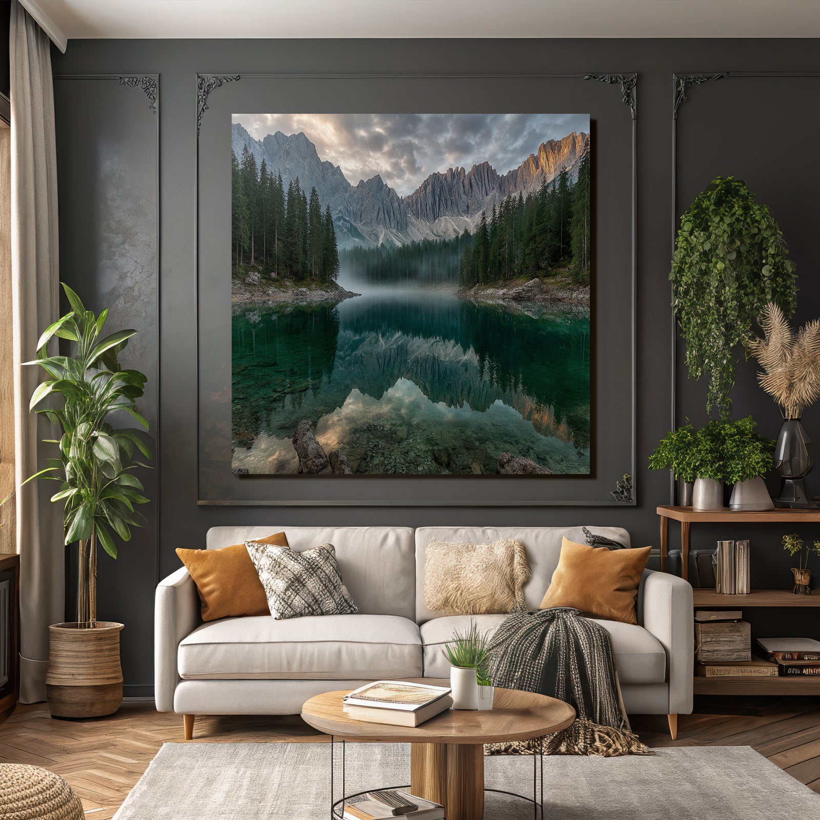 Friedliche Landschaft Mit Wasser Bergen Und Wäldern