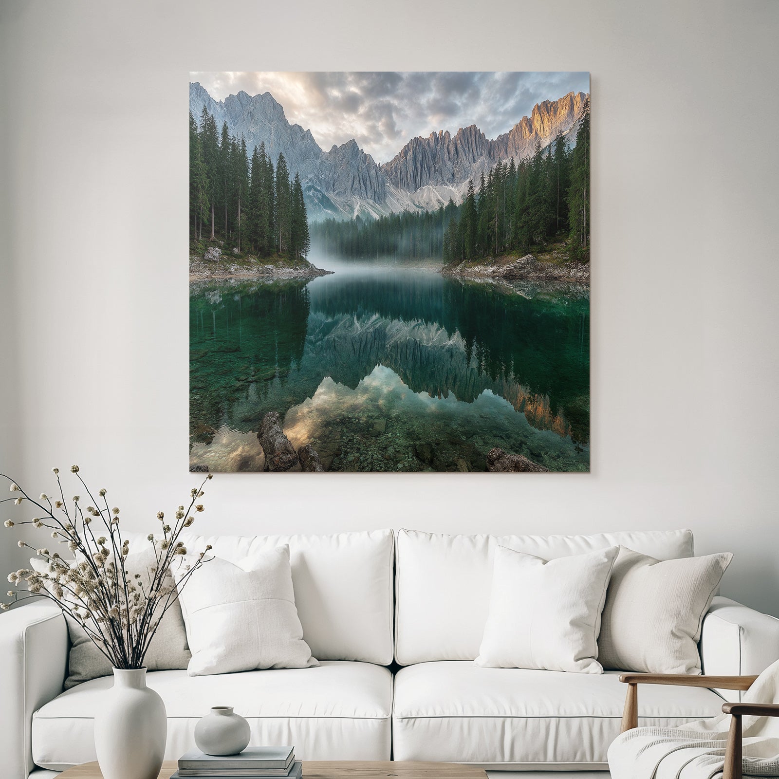 Friedliche Landschaft Mit Wasser Bergen Und Wäldern