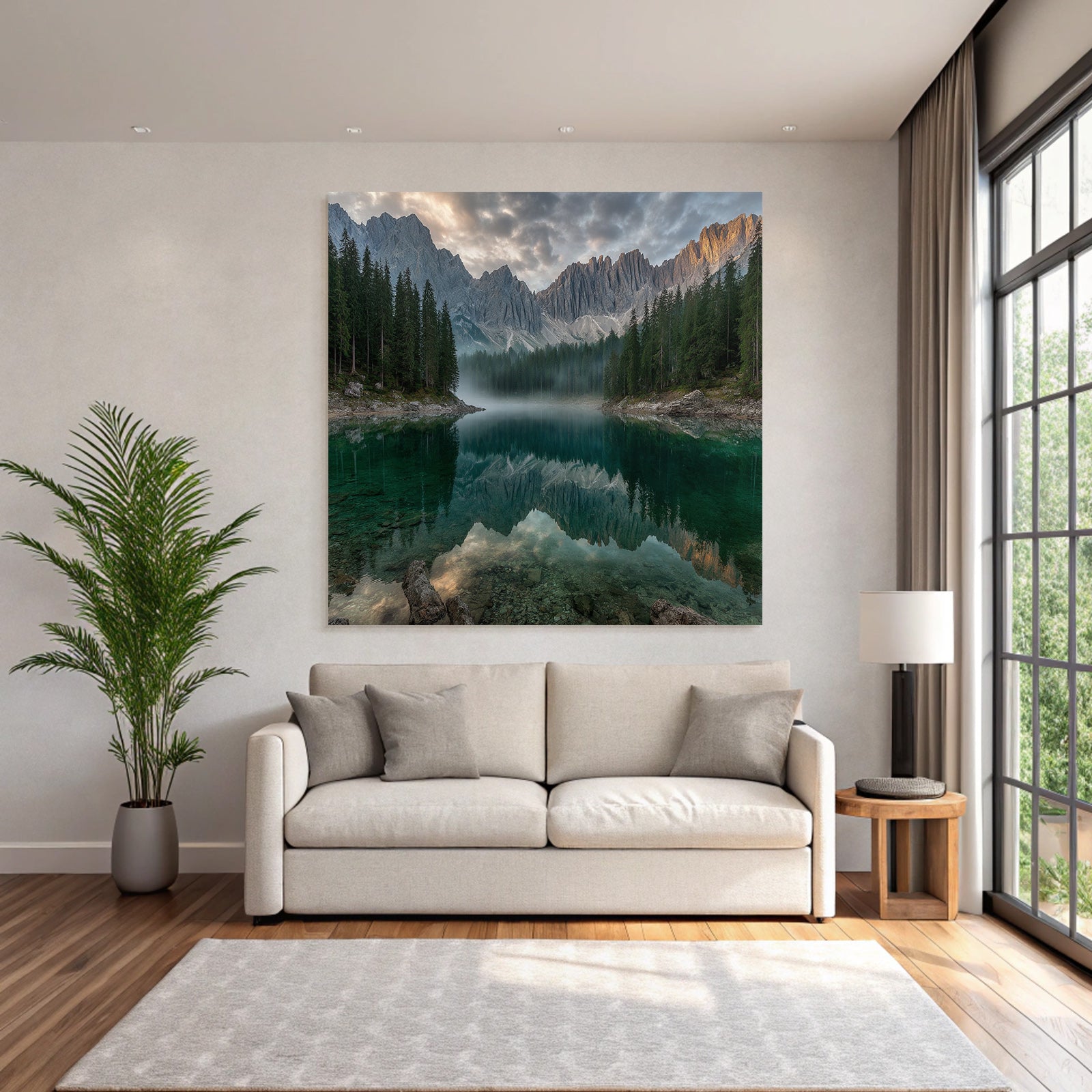 Friedliche Landschaft Mit Wasser Bergen Und Wäldern