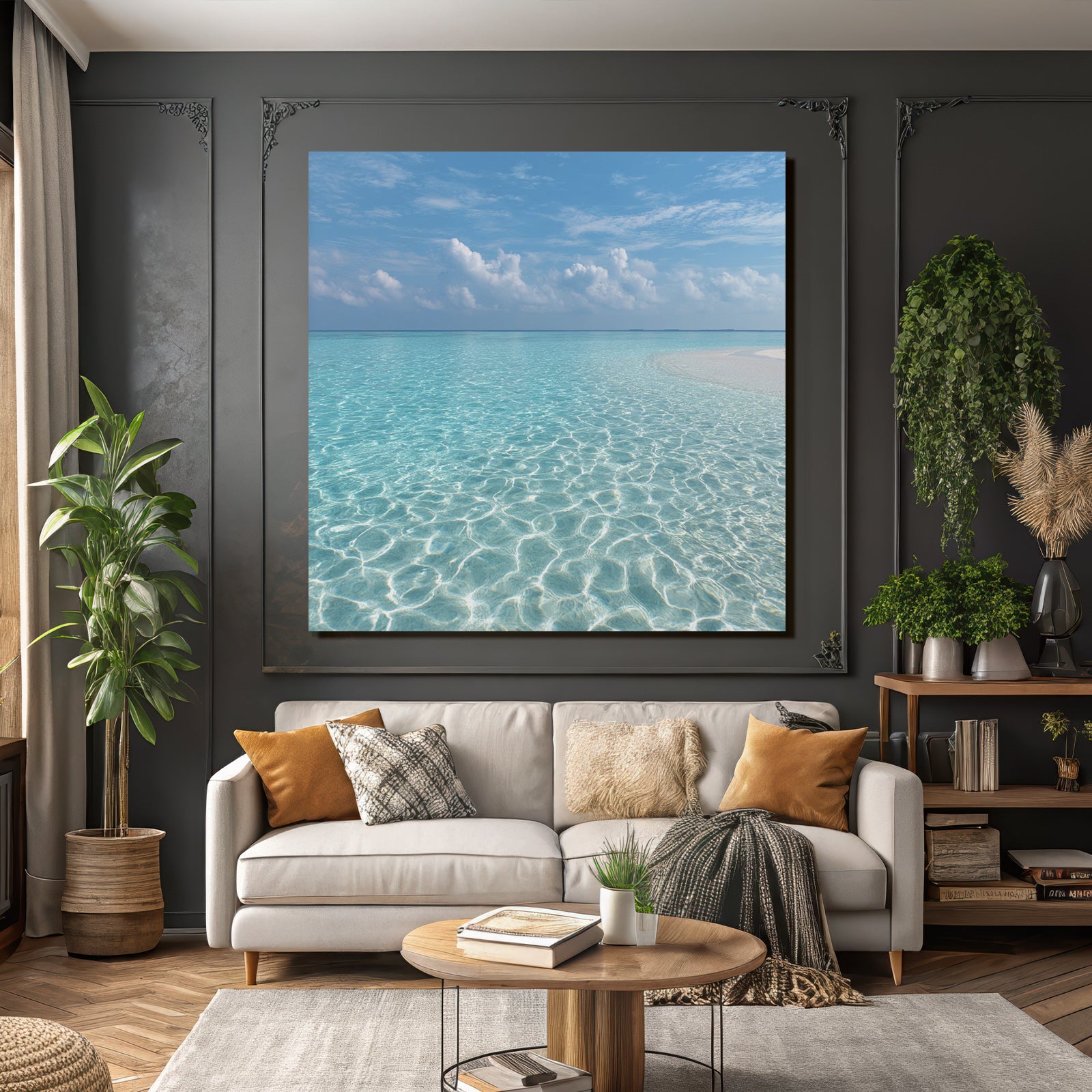 Ruhiger Strand Szenen Mit Kristallklarem Wasser Blüm Himmel