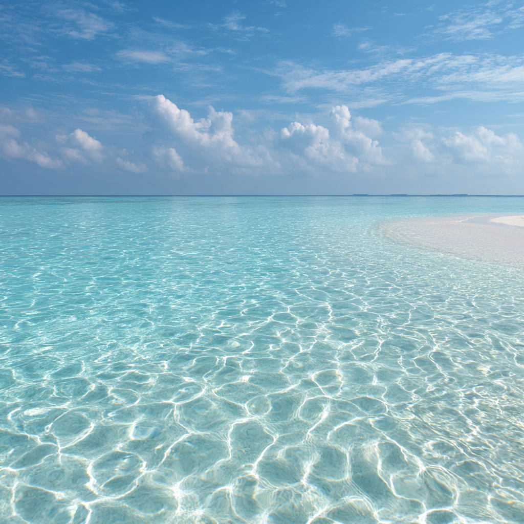 Ruhiger Strand Szenen Mit Kristallklarem Wasser Blüm Himmel | Seen und Unterwasserwelten | Landschaften