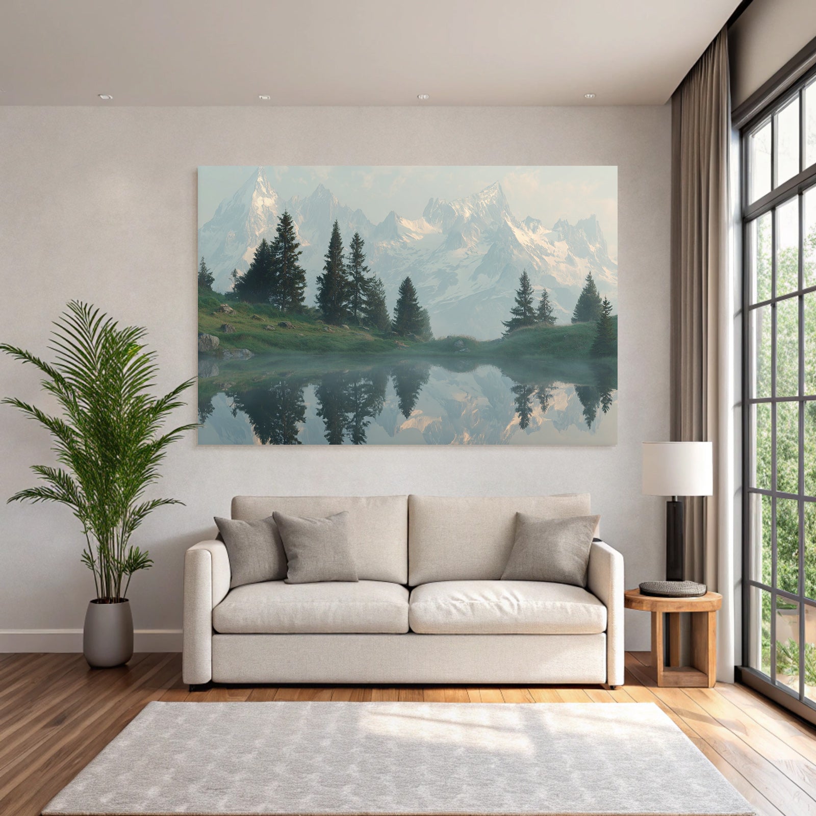 Friedliche Landschaft Mit Bergen Und Wasser Reflexion