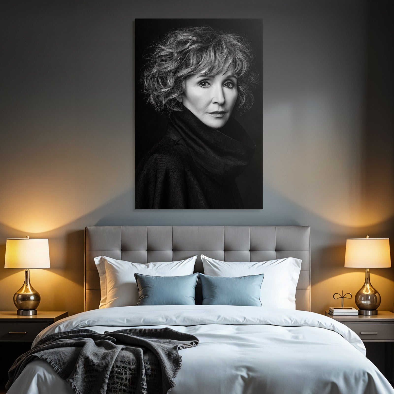 Schwarz Weis Portrait Curly Hair Person Dunkles Garbeizön