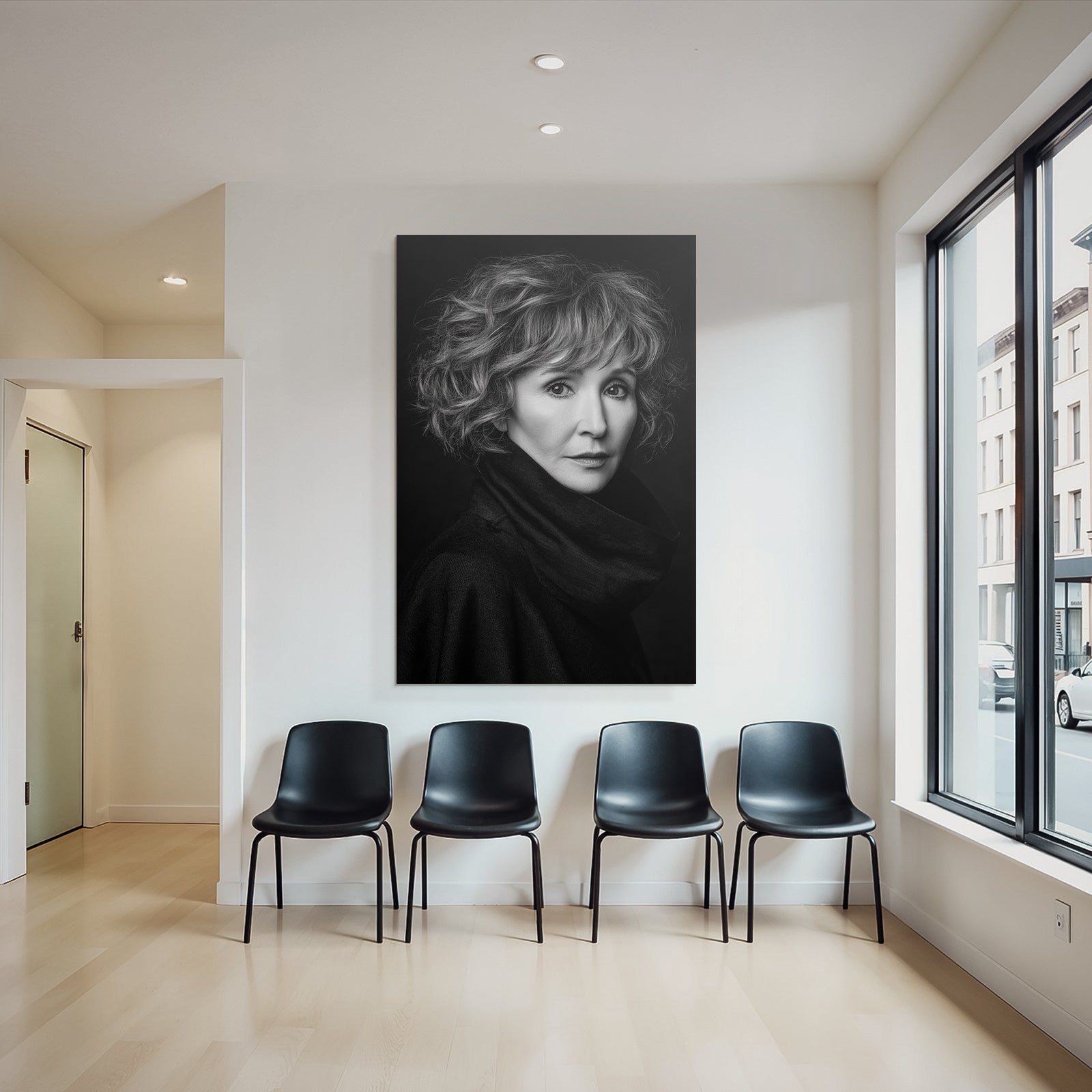 Schwarz Weis Portrait Curly Hair Person Dunkles Garbeizön