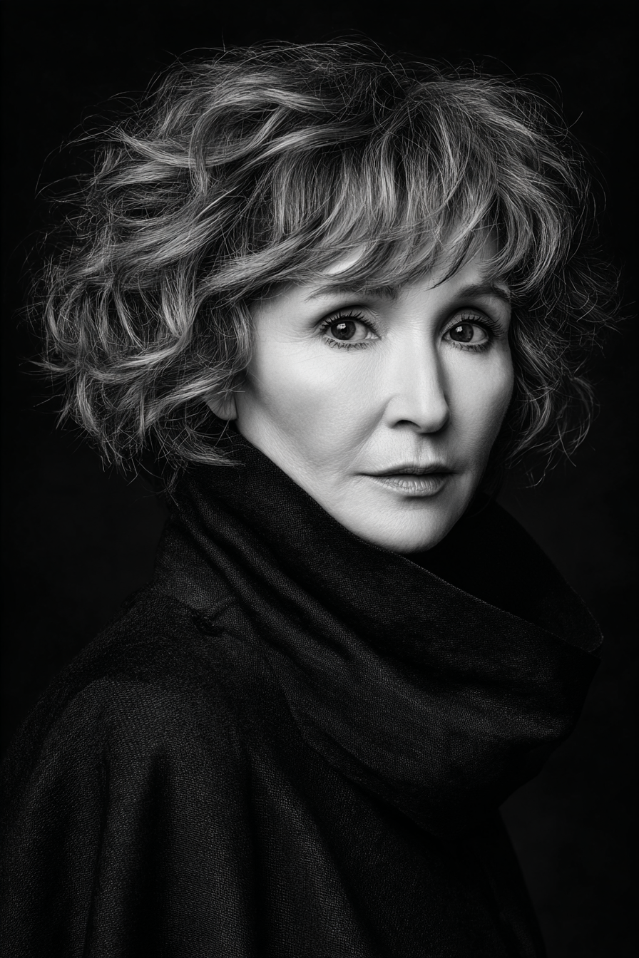 Schwarz Weis Portrait Curly Hair Person Dunkles Garbeizön | Frauen und Maenner | Menschen und Emotionen