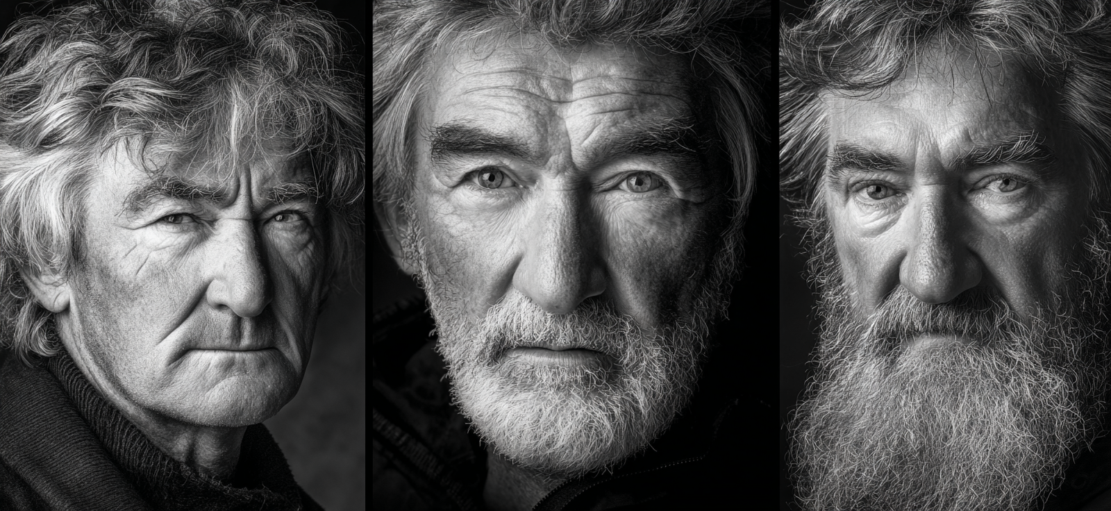 Schwarzweiss Porträt Älterer Mann Mit Verschiedenen Ausdrücken | Frauen und Maenner | Menschen und Emotionen