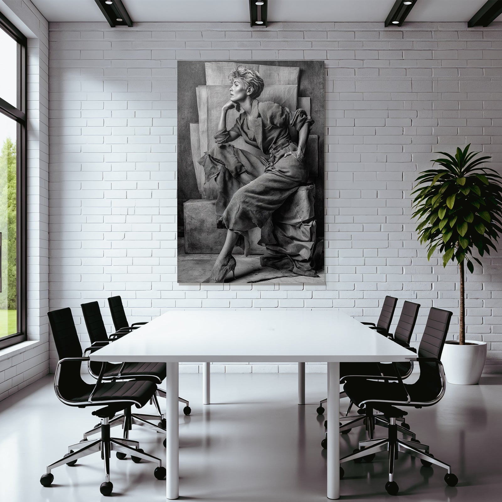 Schwarze Und Weisse Fashion Fotografie Model Mit Elegantem Outfit