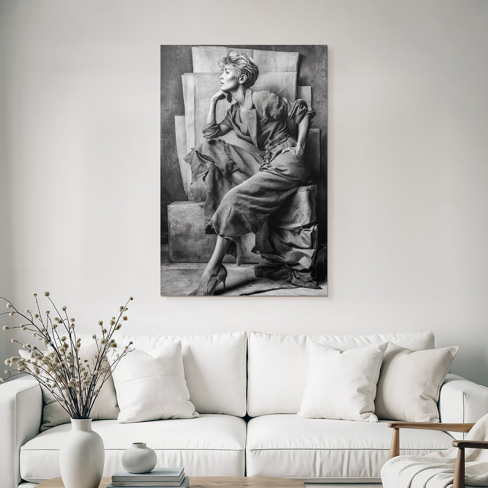 Schwarze Und Weisse Fashion Fotografie Model Mit Elegantem Outfit