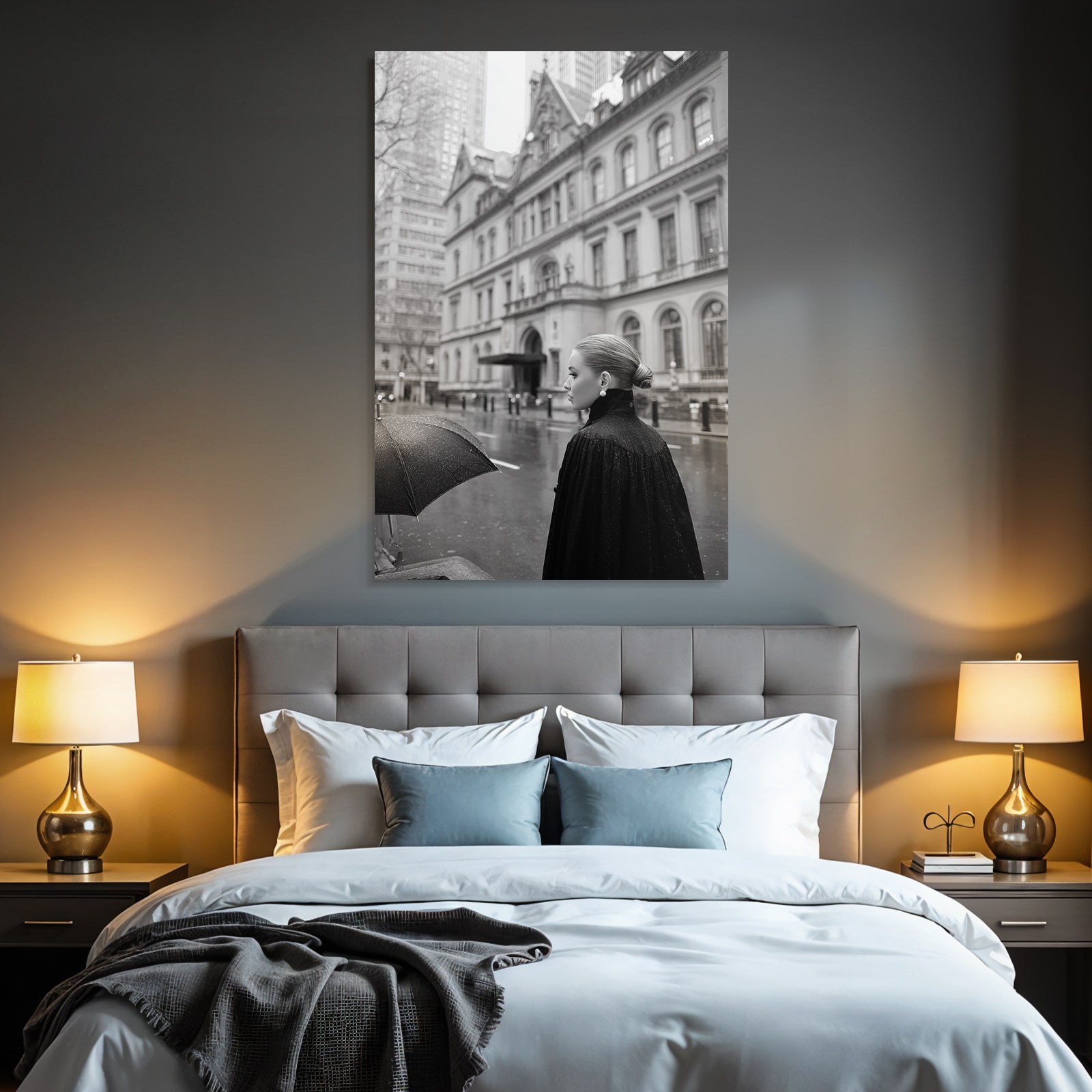 Schwarzweiss Fotografie Person Mit Regenschirm In Stadt Architektur