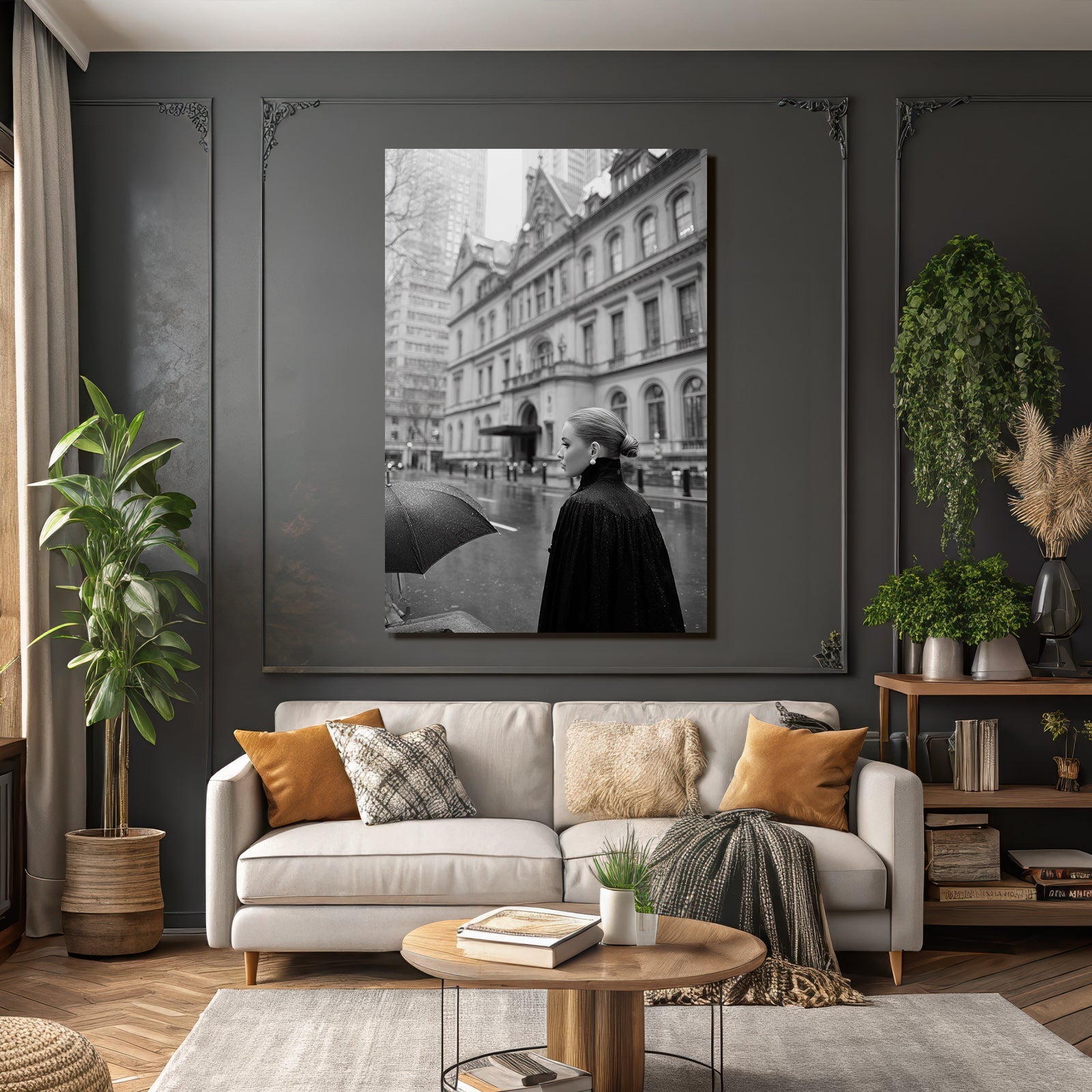 Schwarzweiss Fotografie Person Mit Regenschirm In Stadt Architektur