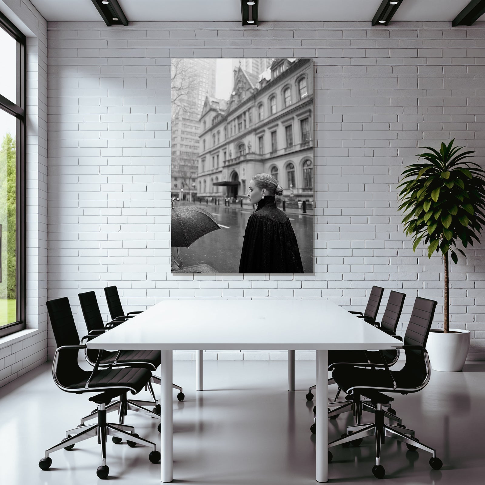 Schwarzweiss Fotografie Person Mit Regenschirm In Stadt Architektur