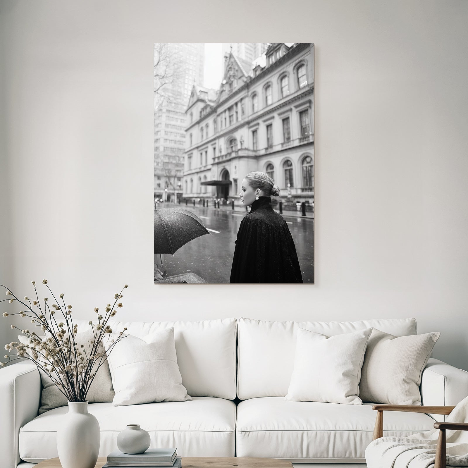 Schwarzweiss Fotografie Person Mit Regenschirm In Stadt Architektur