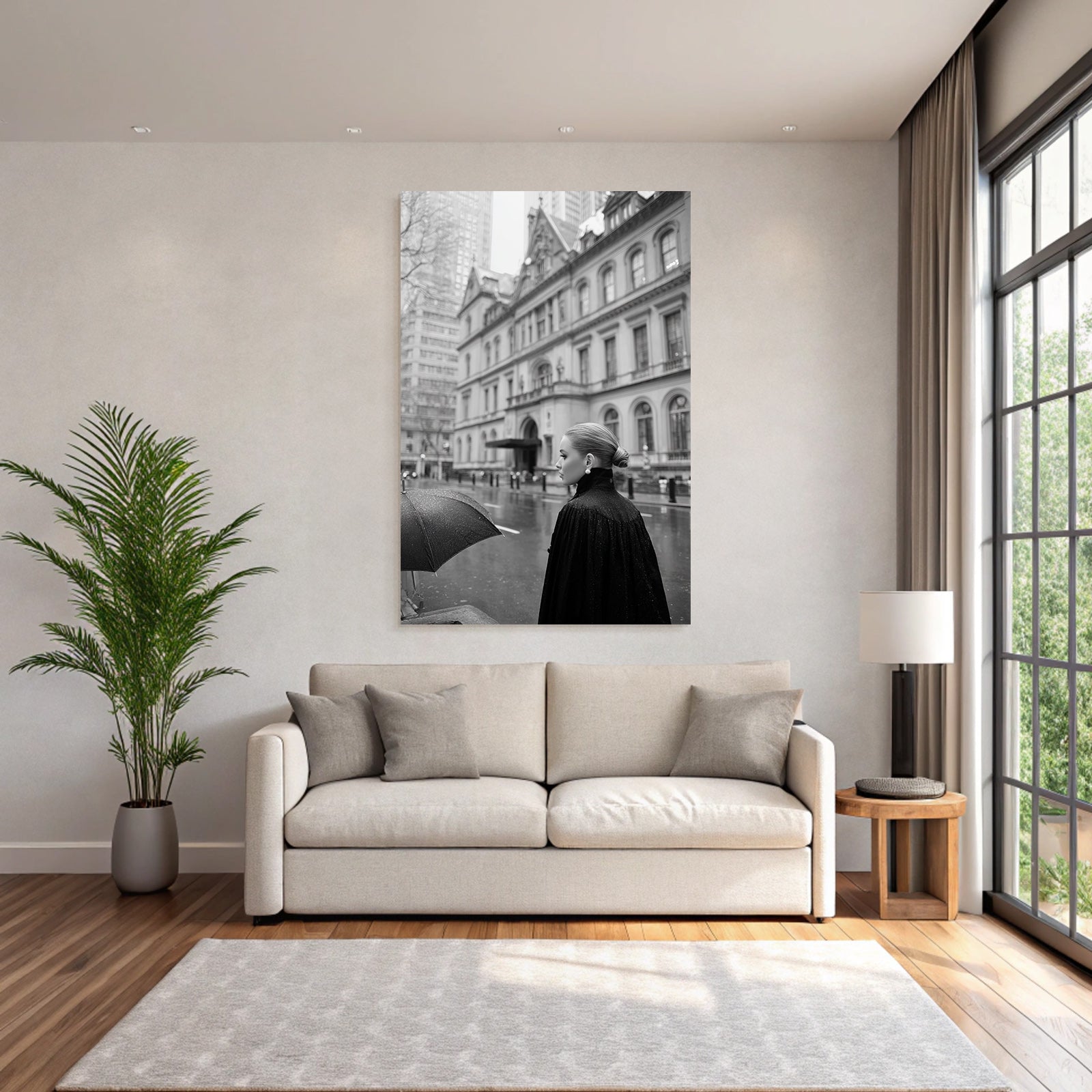 Schwarzweiss Fotografie Person Mit Regenschirm In Stadt Architektur