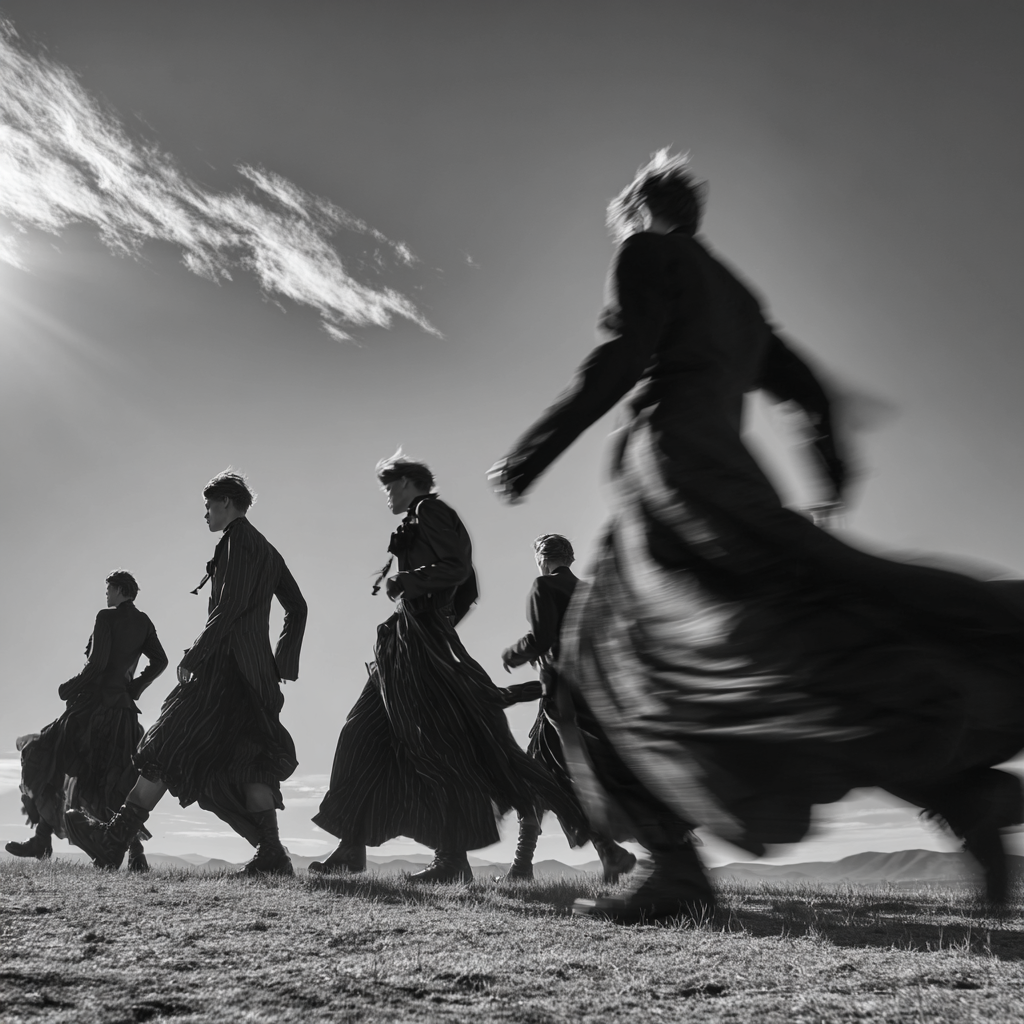 Schwarz Weiss Fotografie Figuren Bewegung Mode Dynamik | Mode und Stil | Menschen und Emotionen