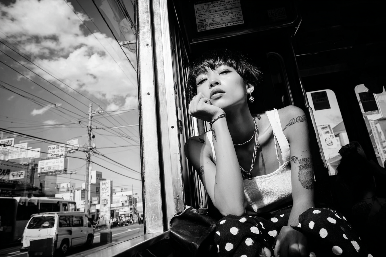 Schwarz Weiss Fotografie Person Im Fahrzeug Mit Tattoos Und Schmuck | Mode und Stil | Menschen und Emotionen