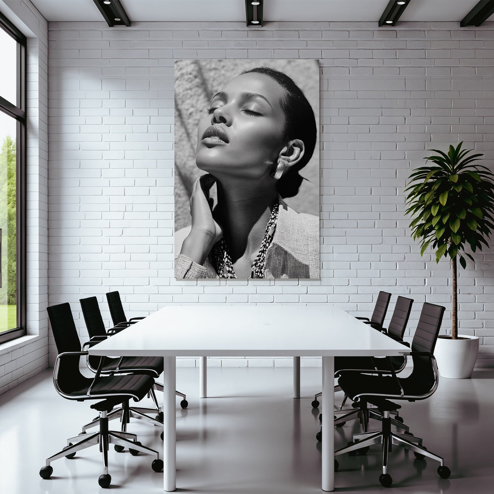 Schwarz Weiss Porträt Geschlossene Augen Eleganz Jewelry