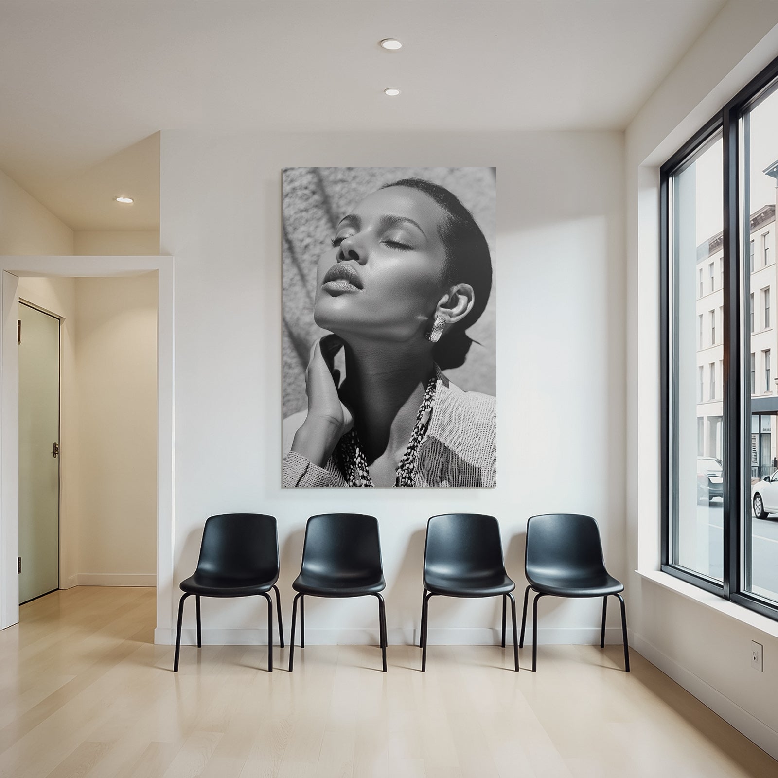 Schwarz Weiss Porträt Geschlossene Augen Eleganz Jewelry