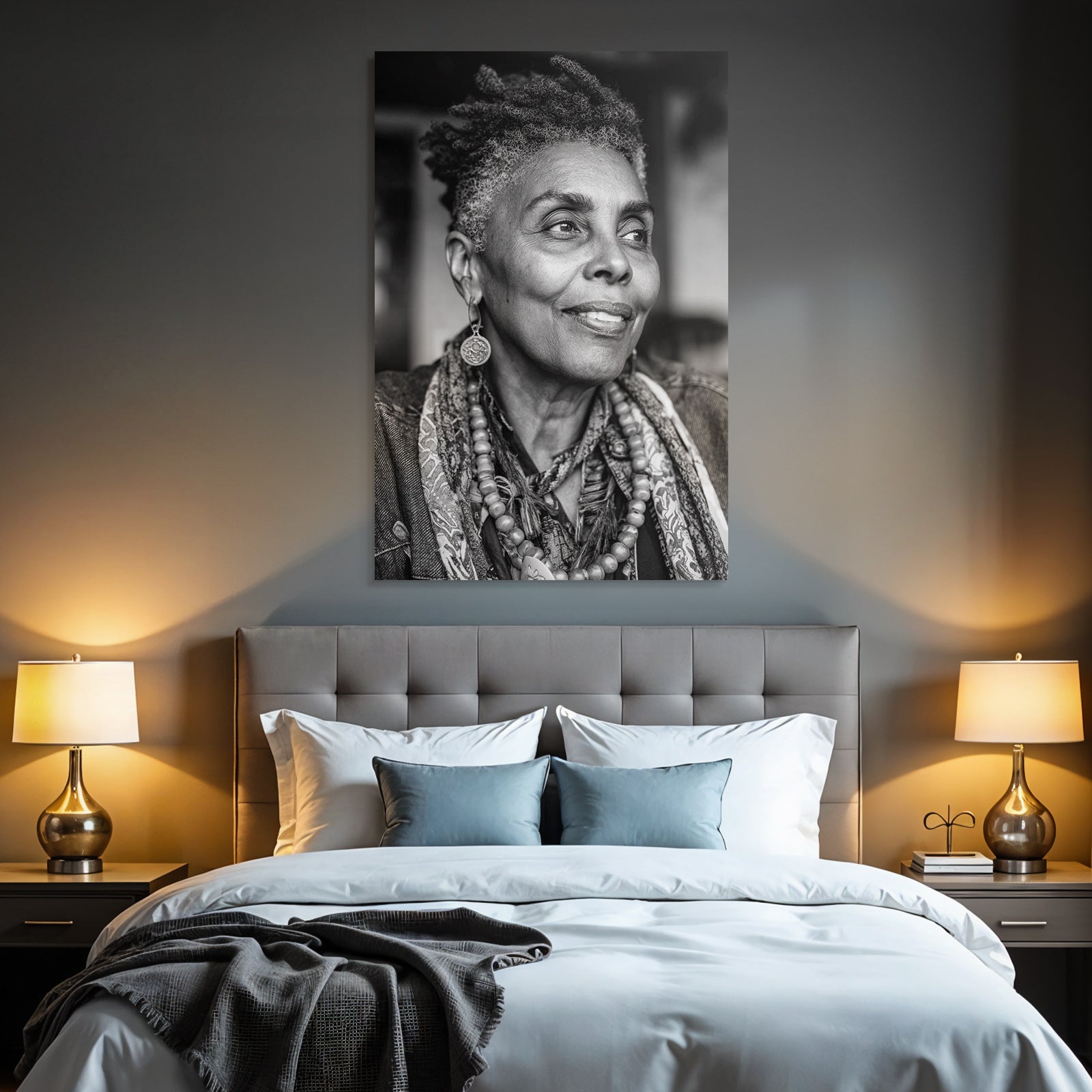 Schwarzweiss Portrait Einer Frau Mit Juwelen Und Selbstbewusstem Blick