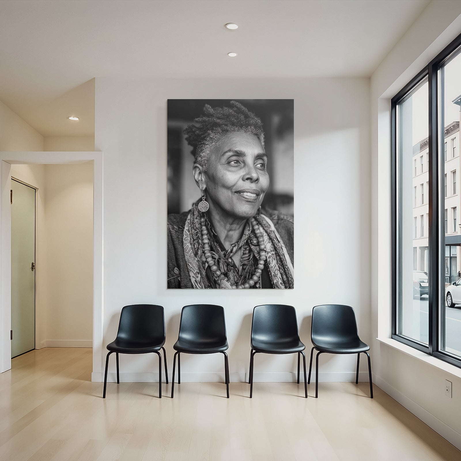 Schwarzweiss Portrait Einer Frau Mit Juwelen Und Selbstbewusstem Blick