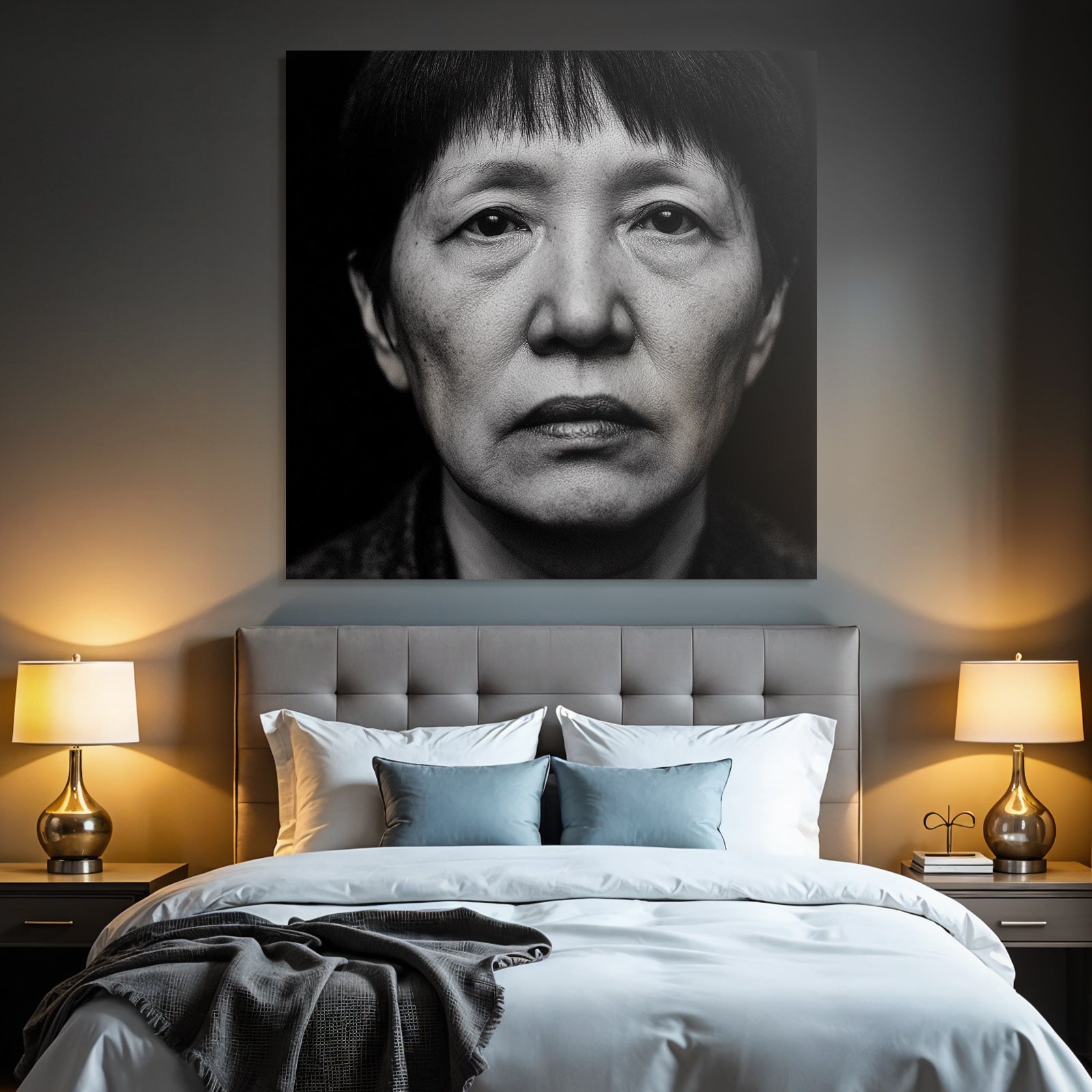 Schwarz Weiss Portrait Mit Ernster Ausdruck