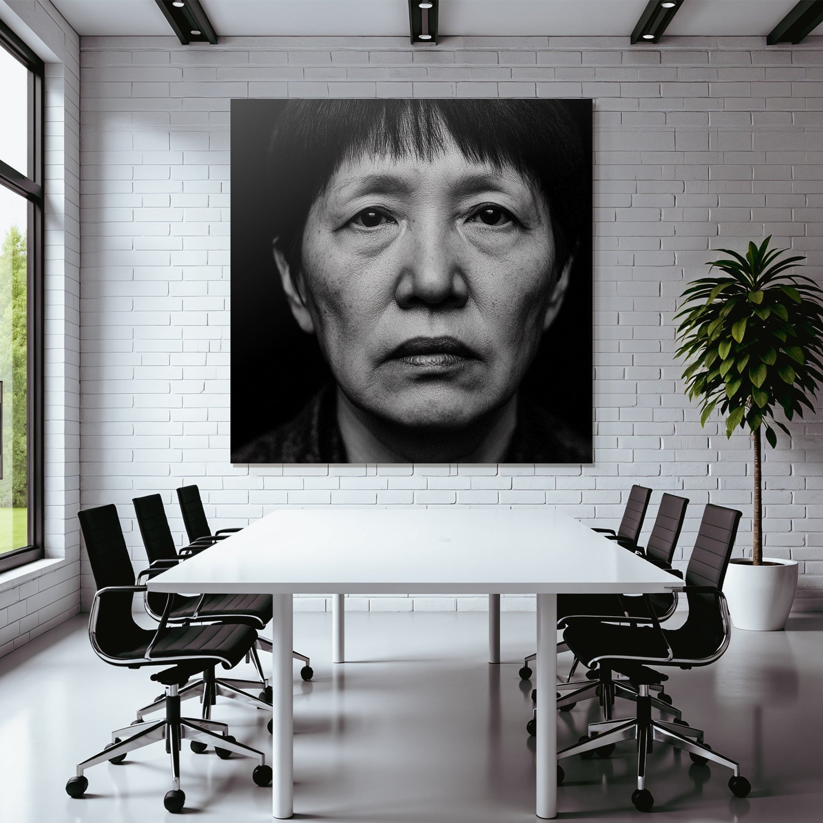 Schwarz Weiss Portrait Mit Ernster Ausdruck