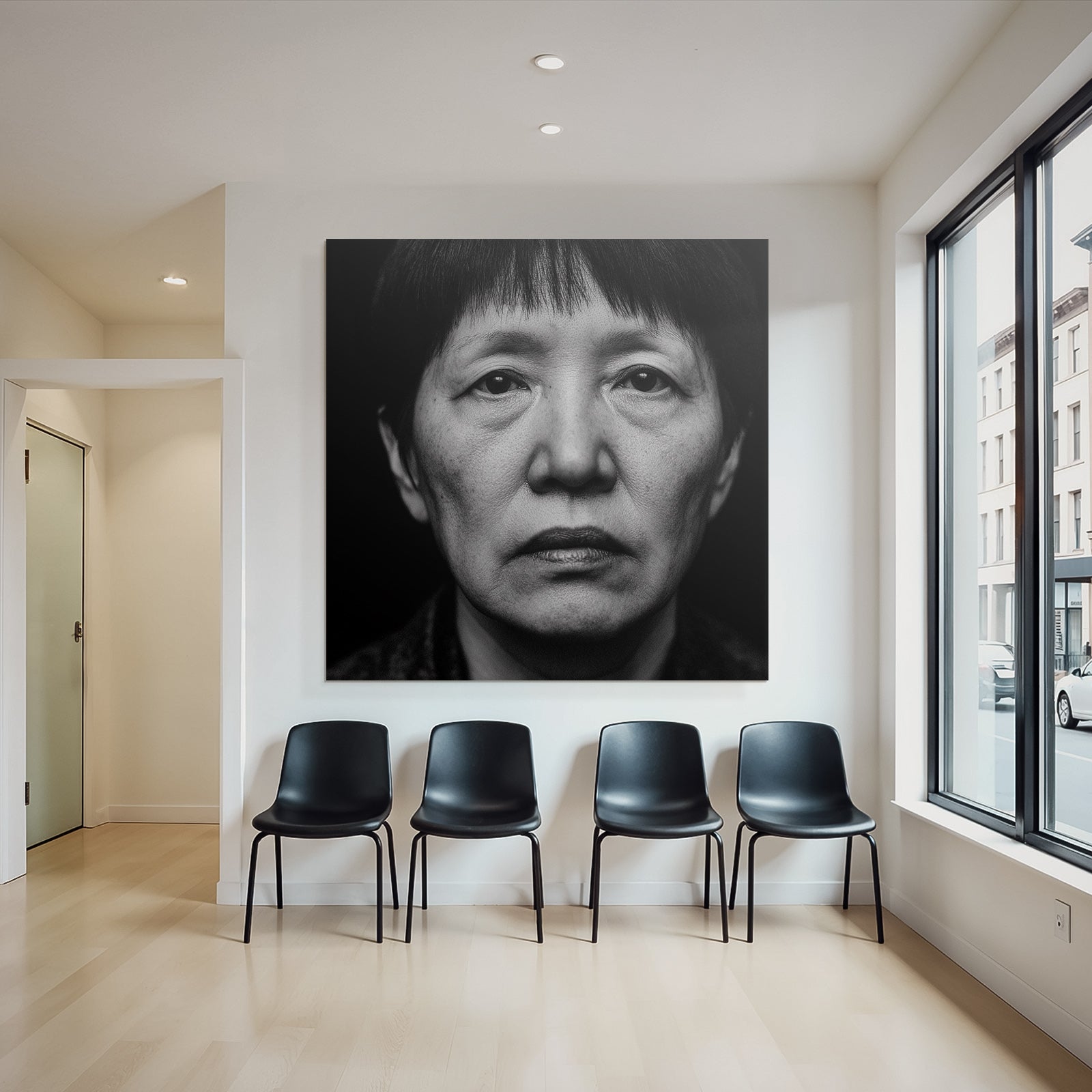 Schwarz Weiss Portrait Mit Ernster Ausdruck