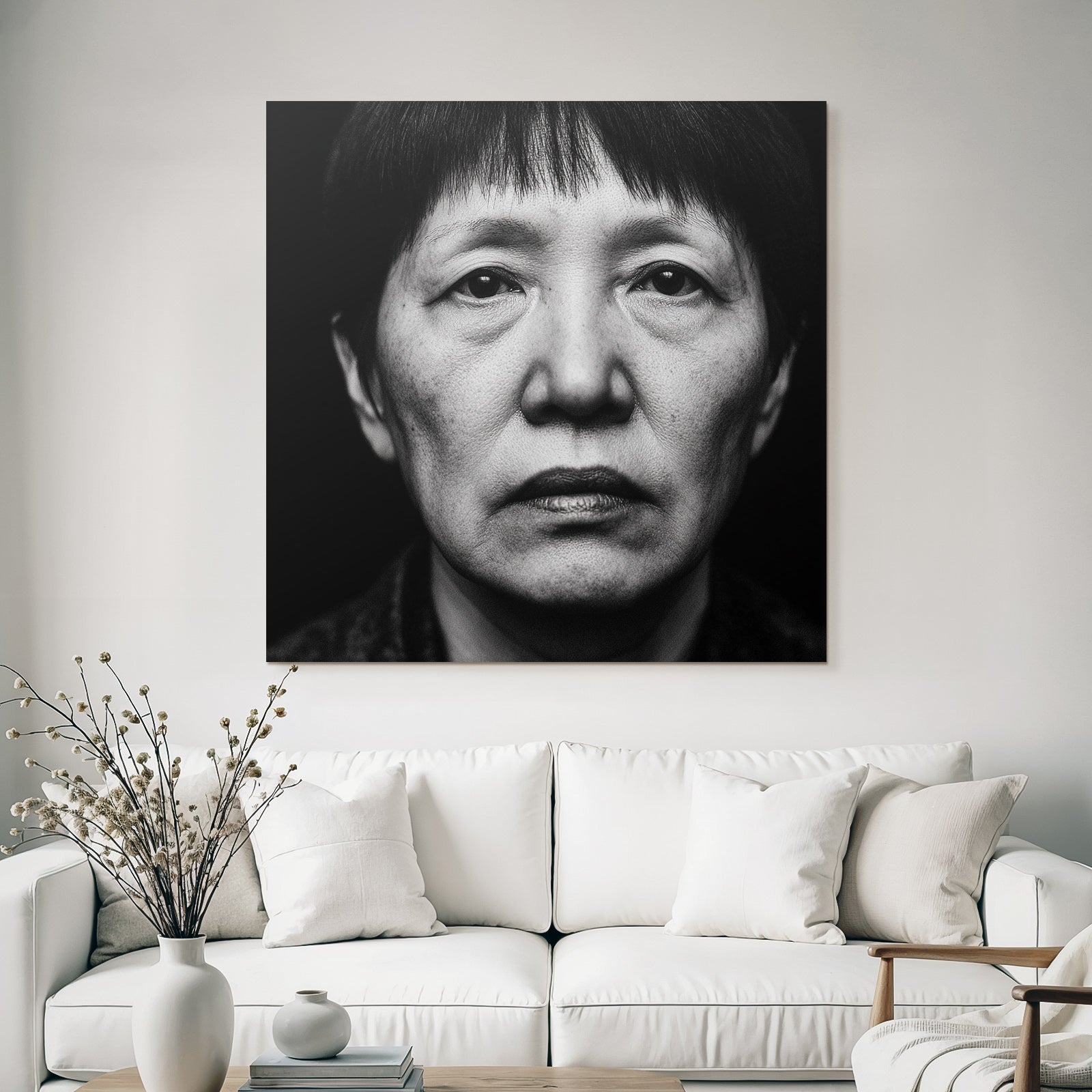 Schwarz Weiss Portrait Mit Ernster Ausdruck