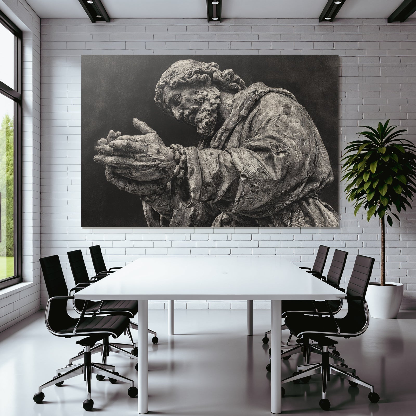 Statü Hands Clasped Religious Historical Figure Sculture Art