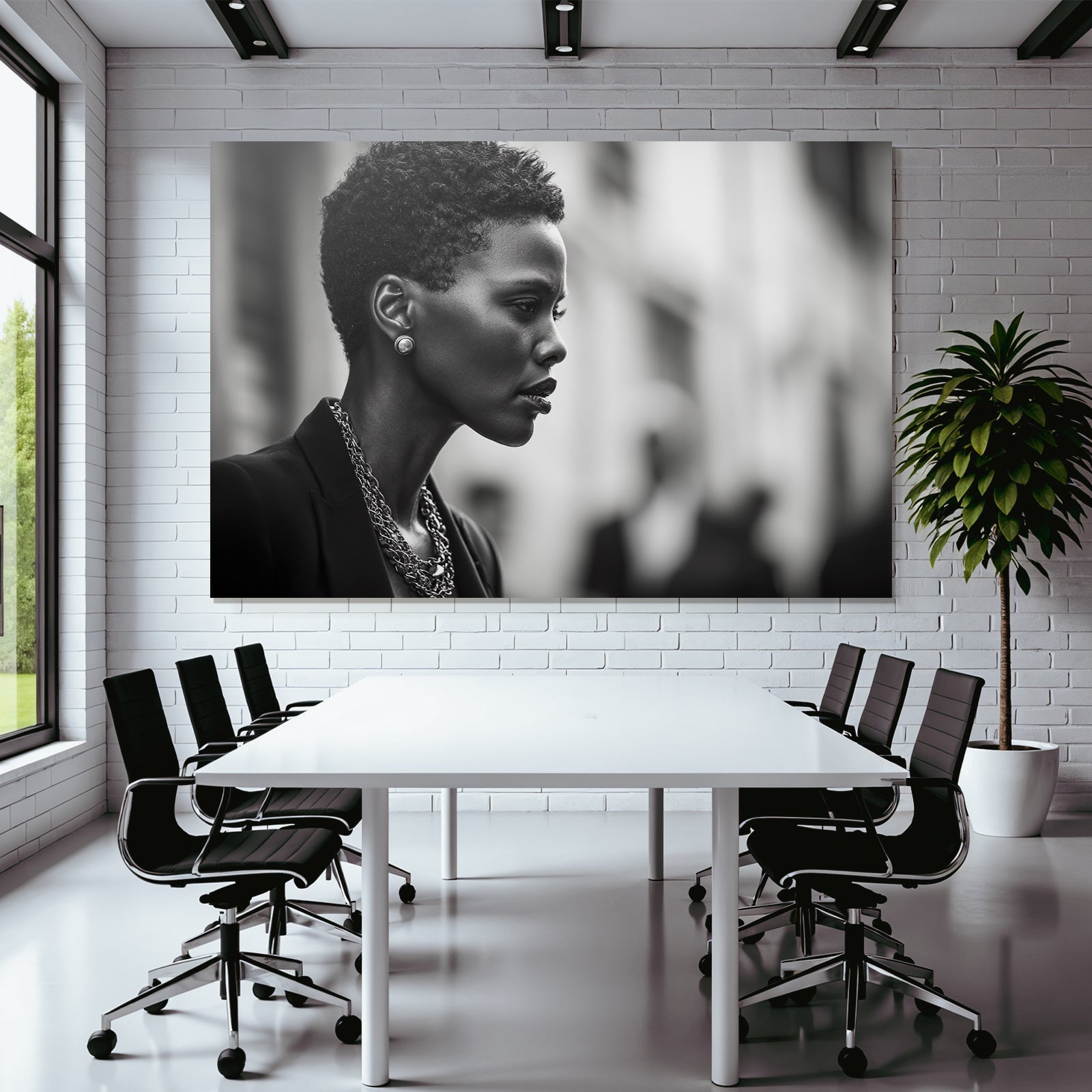 Stylish profile shot of a person with jewels and blazer