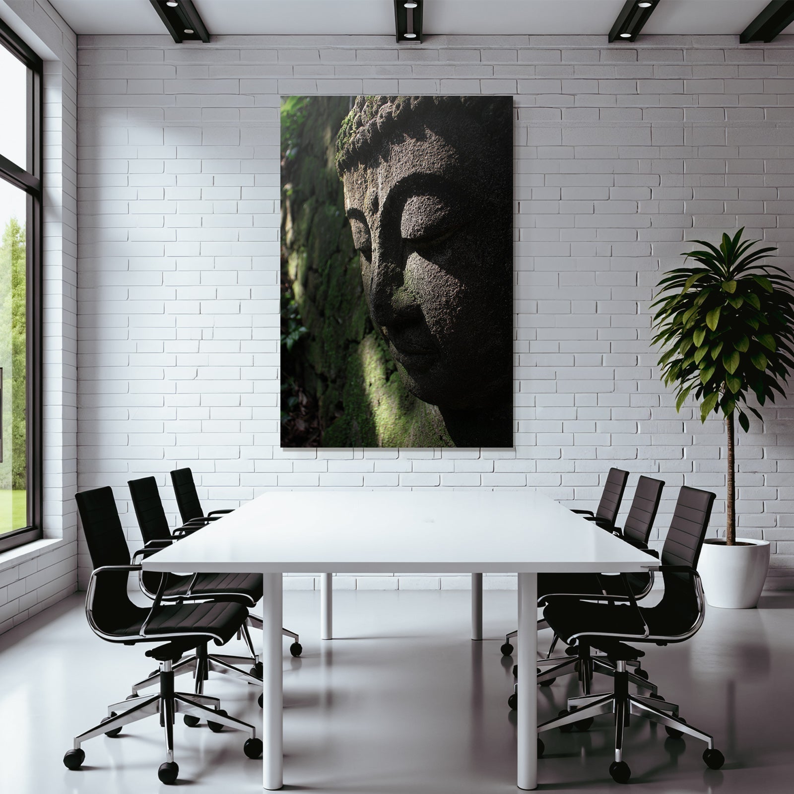 Stone Statue Buddhism Moss And Textured Background