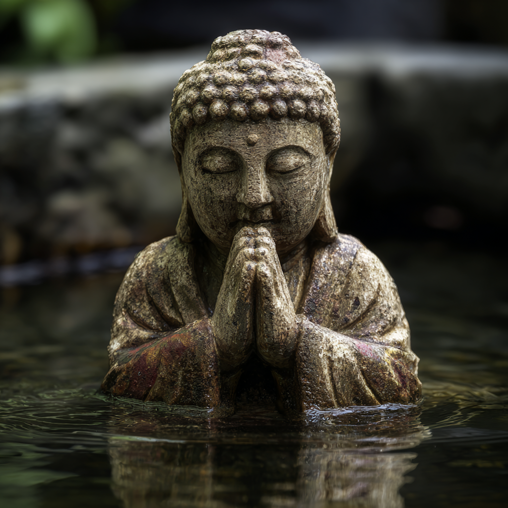 Statü In Meditiertem Pose Im Wasser Umgebung Ruhig Natürlich | Spirituelle Motive und Buddha | Menschen und Emotionen